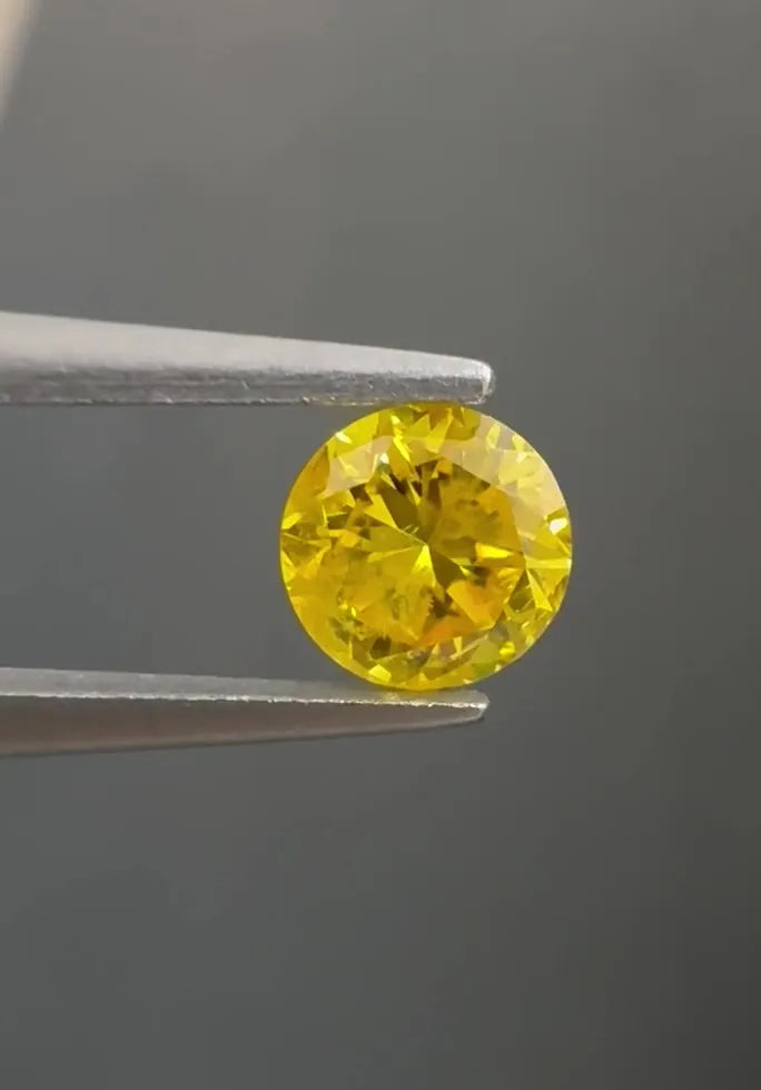 0.40ct Round Natural Diamond (Colour Fancy Vivid Yellow, Clarity I2, Cut GD, GIA Certified)