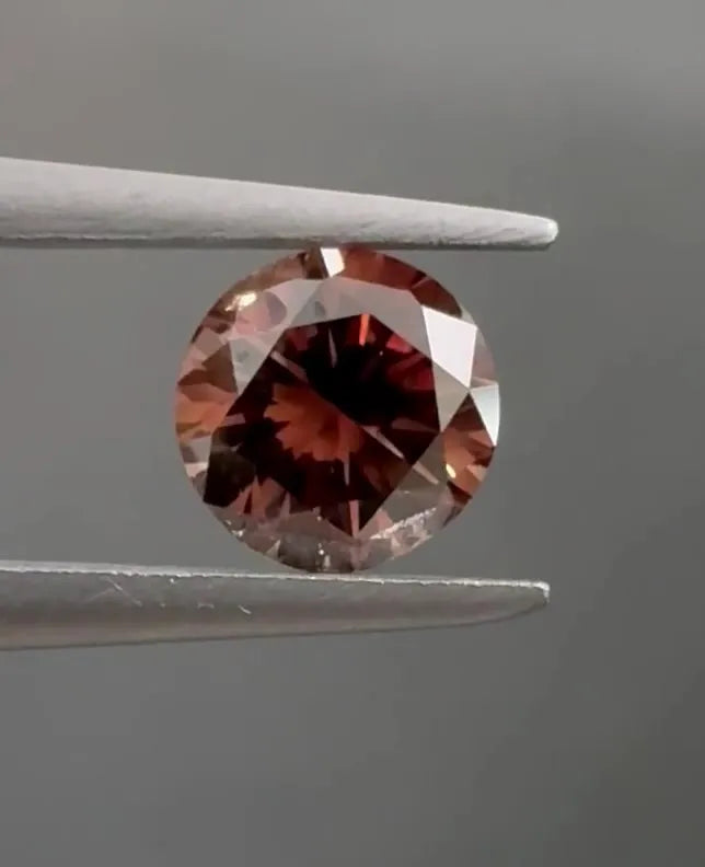 0.63ct Round Natural Diamond (Colour Fancy Deep Brown Pink, Clarity I1, GIA Certified)