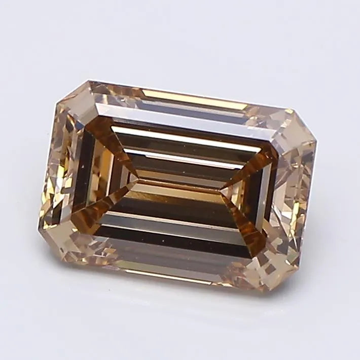 1.30ct Emerald Lab Grown Diamond (Colour Fancy Brown, Clarity VS1, IGI Certified)