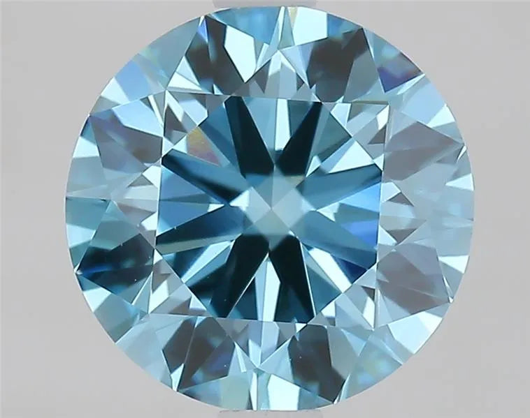 2.00ct Round Lab Grown Diamond (Colour Fancy Vivid Blue, Clarity VS1, Cut ID, IGI Certified)