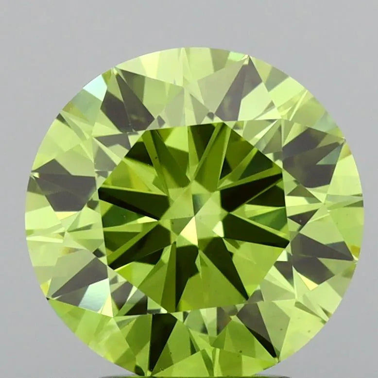 2.77ct Round Lab Grown Diamond (Colour Fancy Vivid Green Yellow, Clarity VS1, Cut ID, IGI Certified)