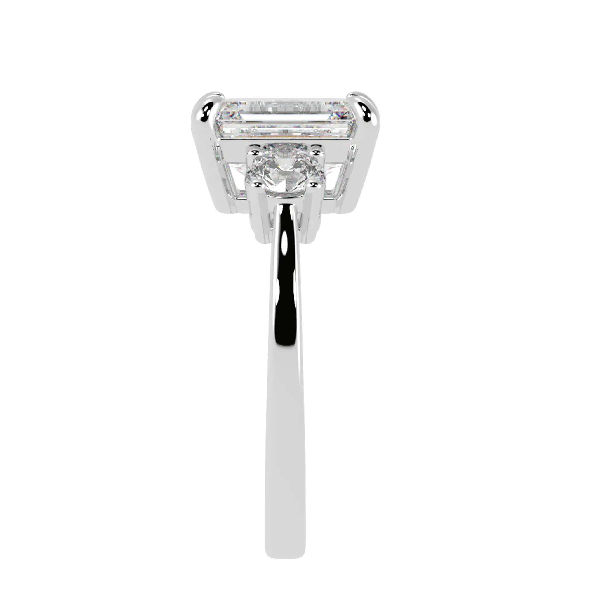 Selene Platinum Three Stone Engagement Ring | Emerald