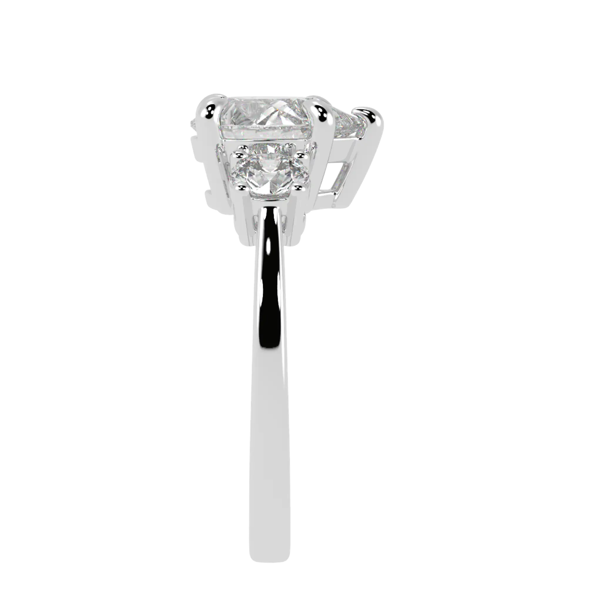 Selene 9K White Gold Three Stone Engagement Ring | Pear Shape