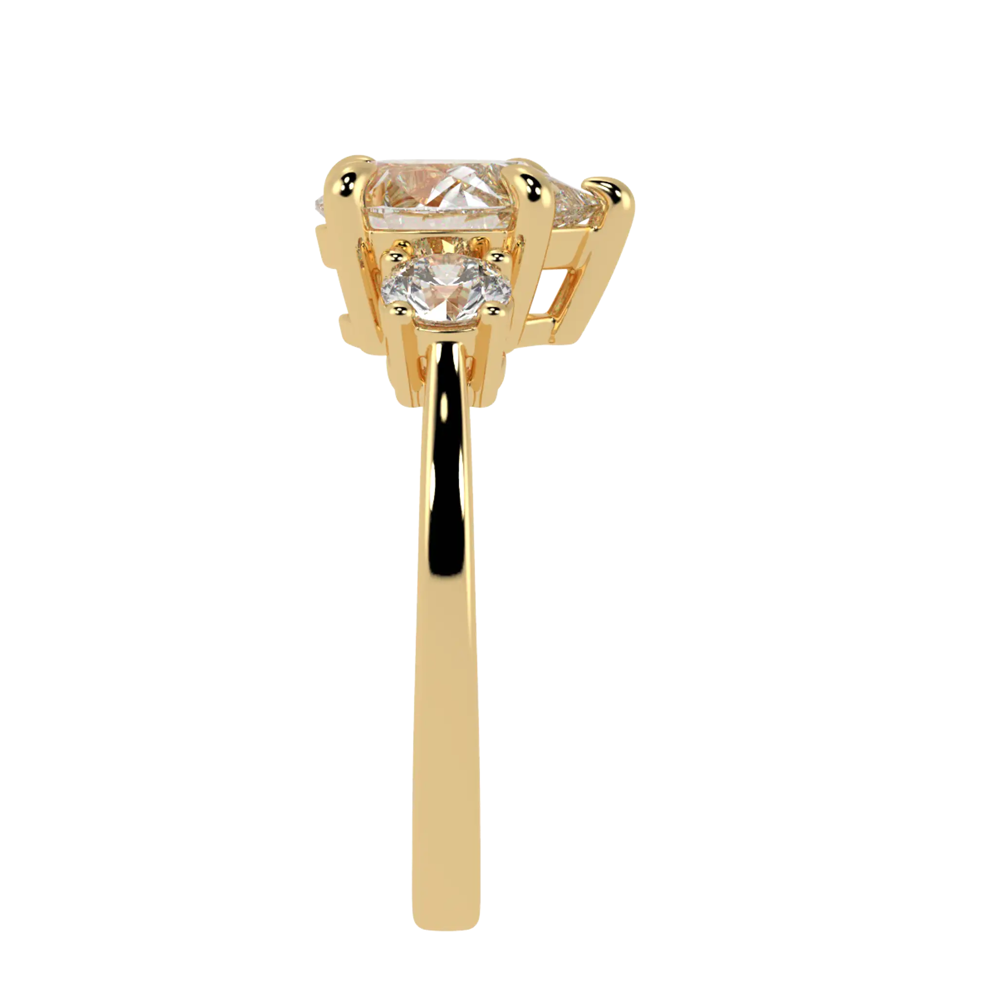 Selene 9K Yellow Gold Three Stone Engagement Ring | Pear Shape