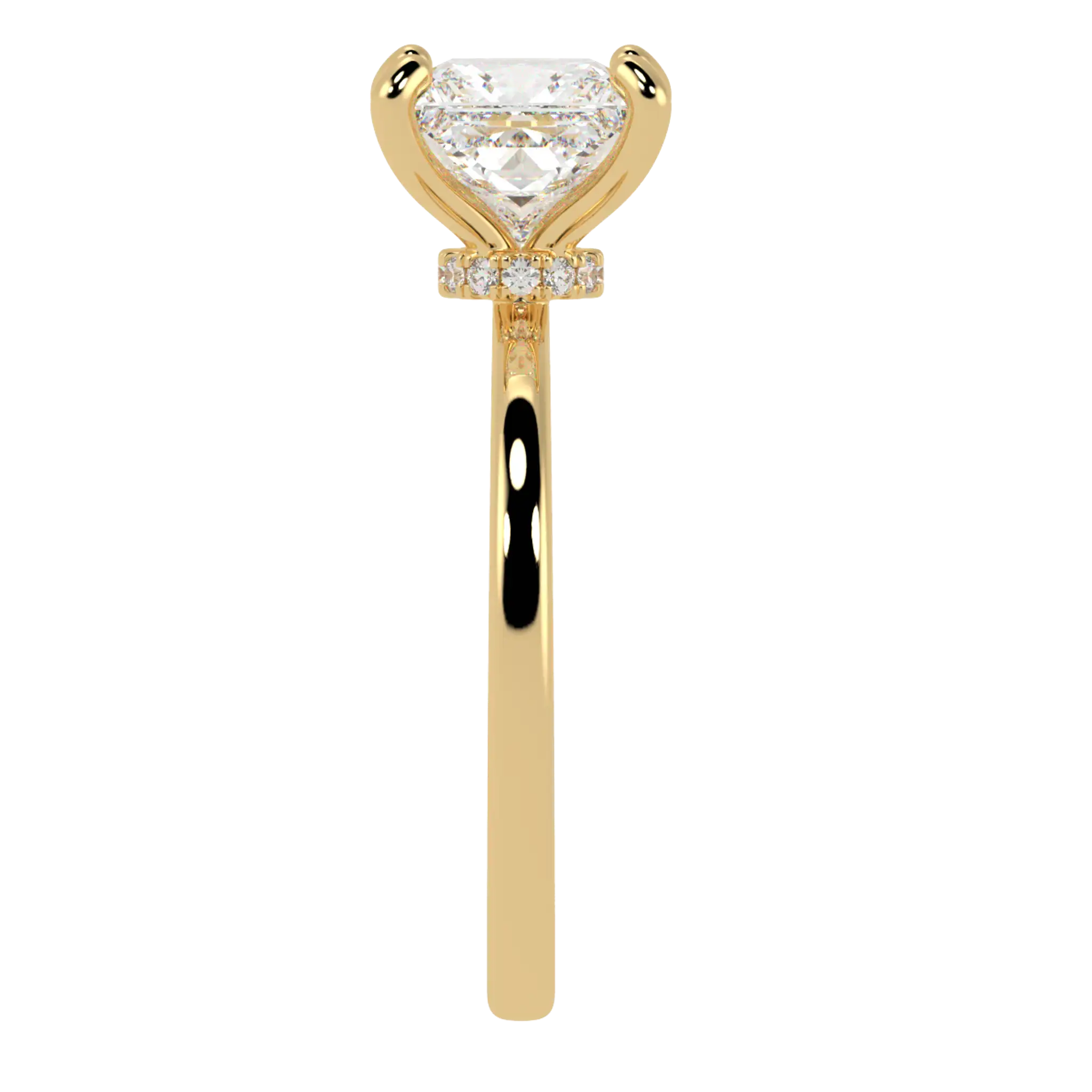 Raylee 18K Yellow Gold Hidden Halo Engagement Ring | Princess Shape