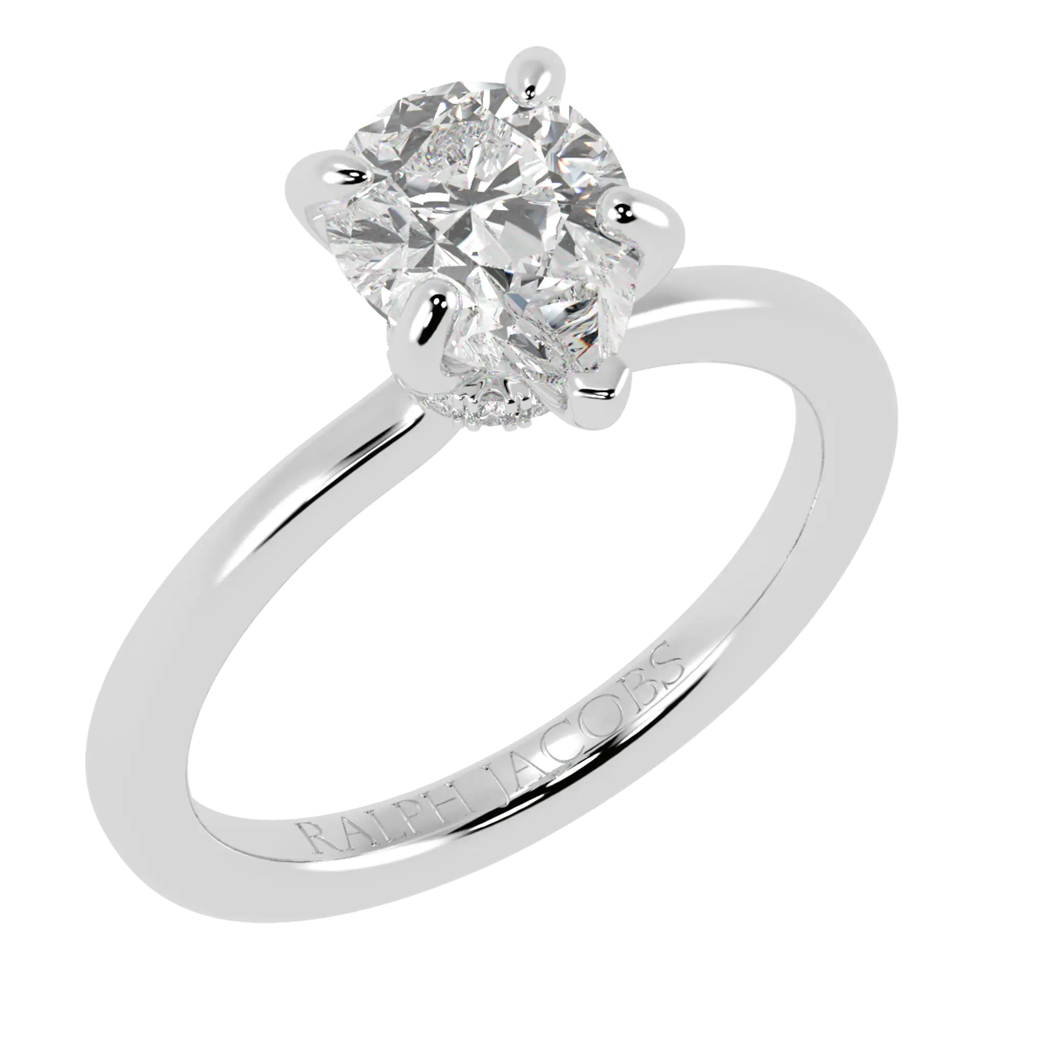 Raylee 18K White Gold Hidden Halo Engagement Ring | Pear Shape