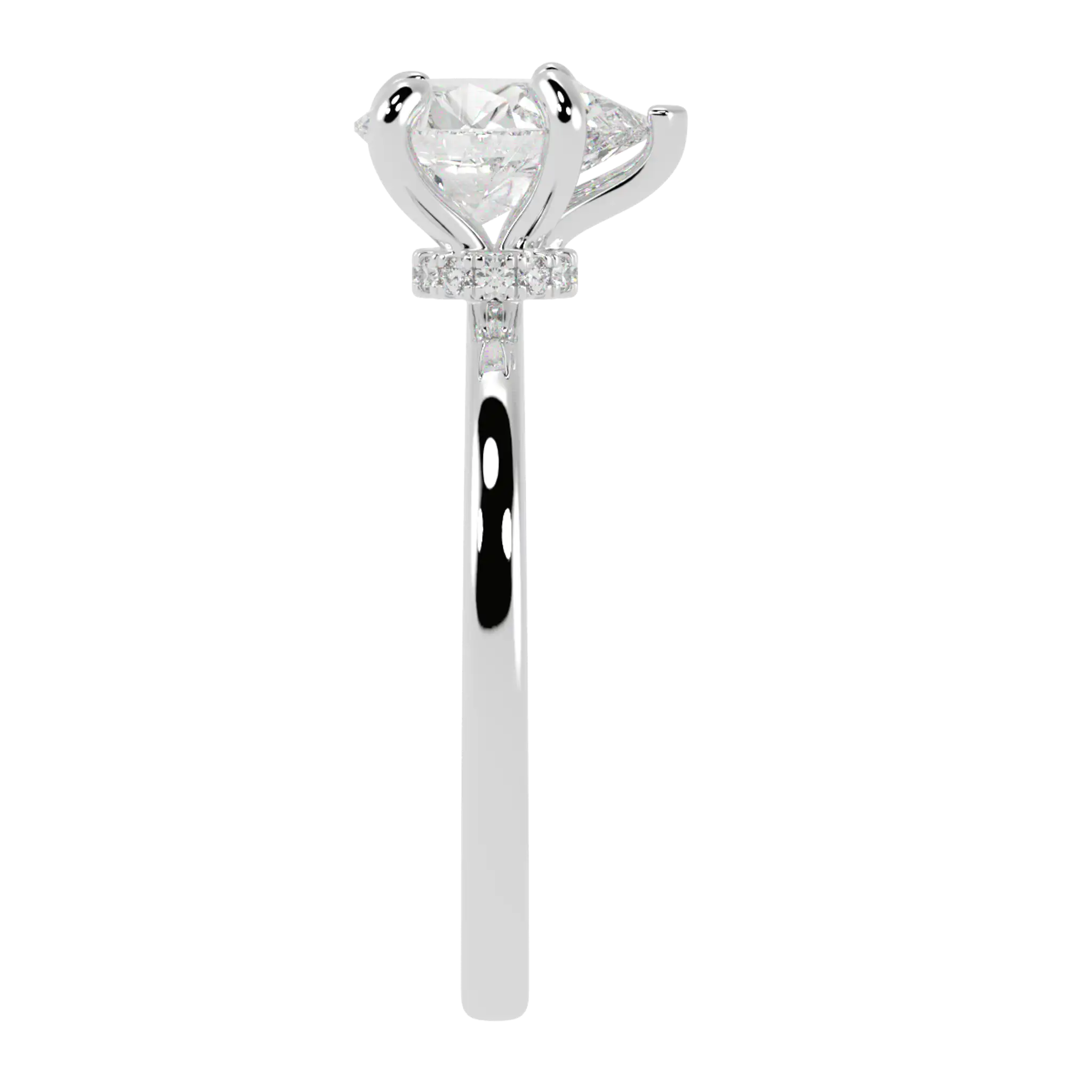 Raylee 18K White Gold Hidden Halo Engagement Ring | Pear Shape