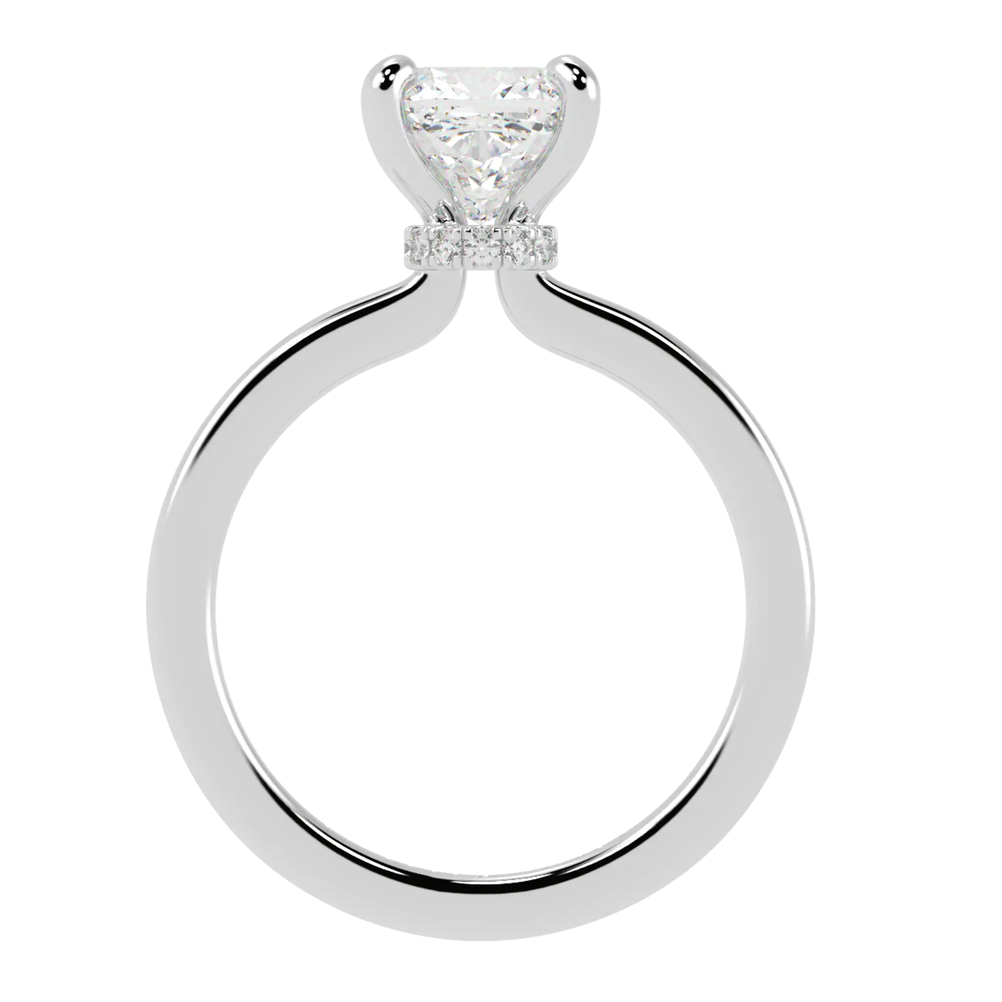 Raylee 9K White Gold Hidden Halo Engagement Ring | Cushion Shape