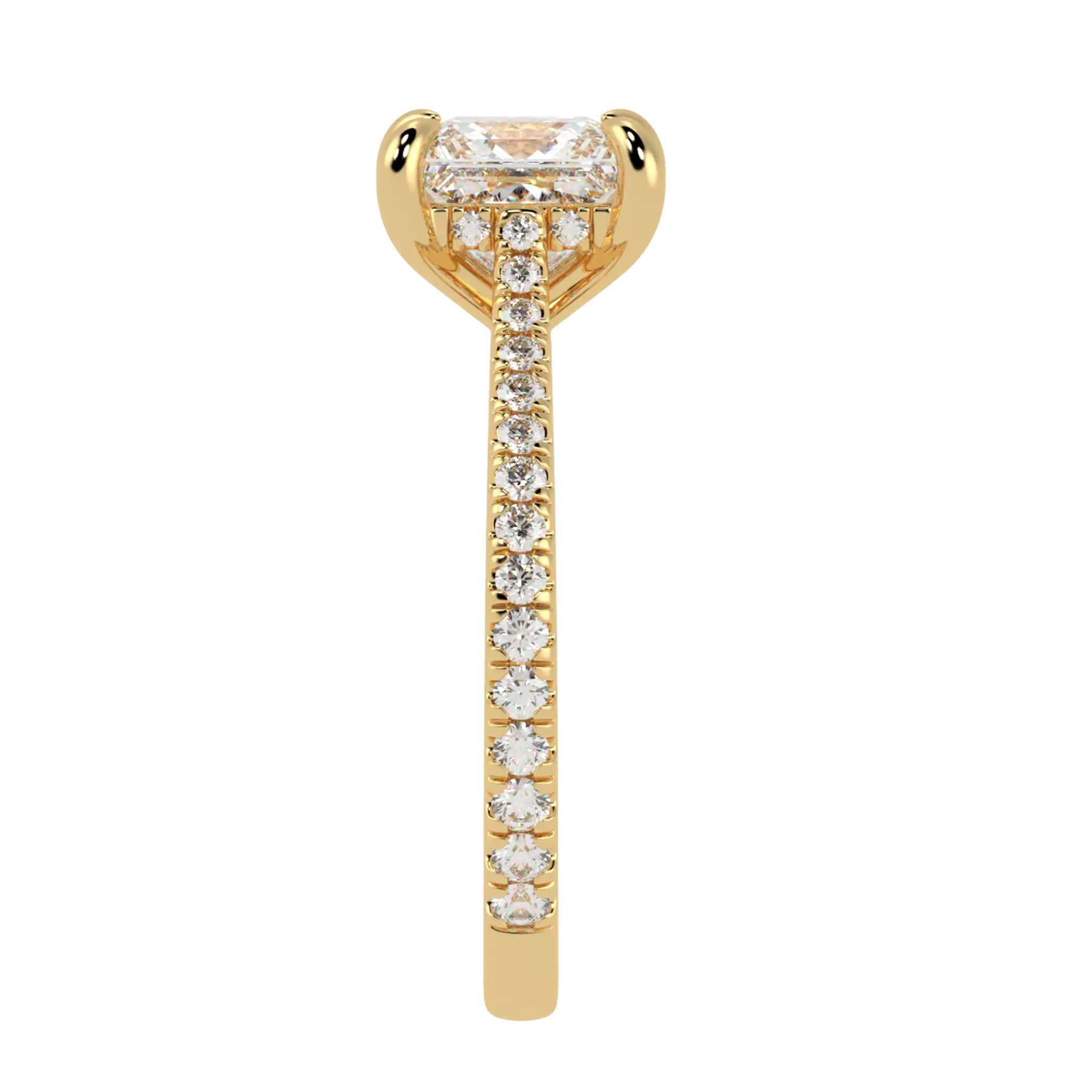 Arya 9K Yellow Gold Accent Engagement Ring | Princess Shape