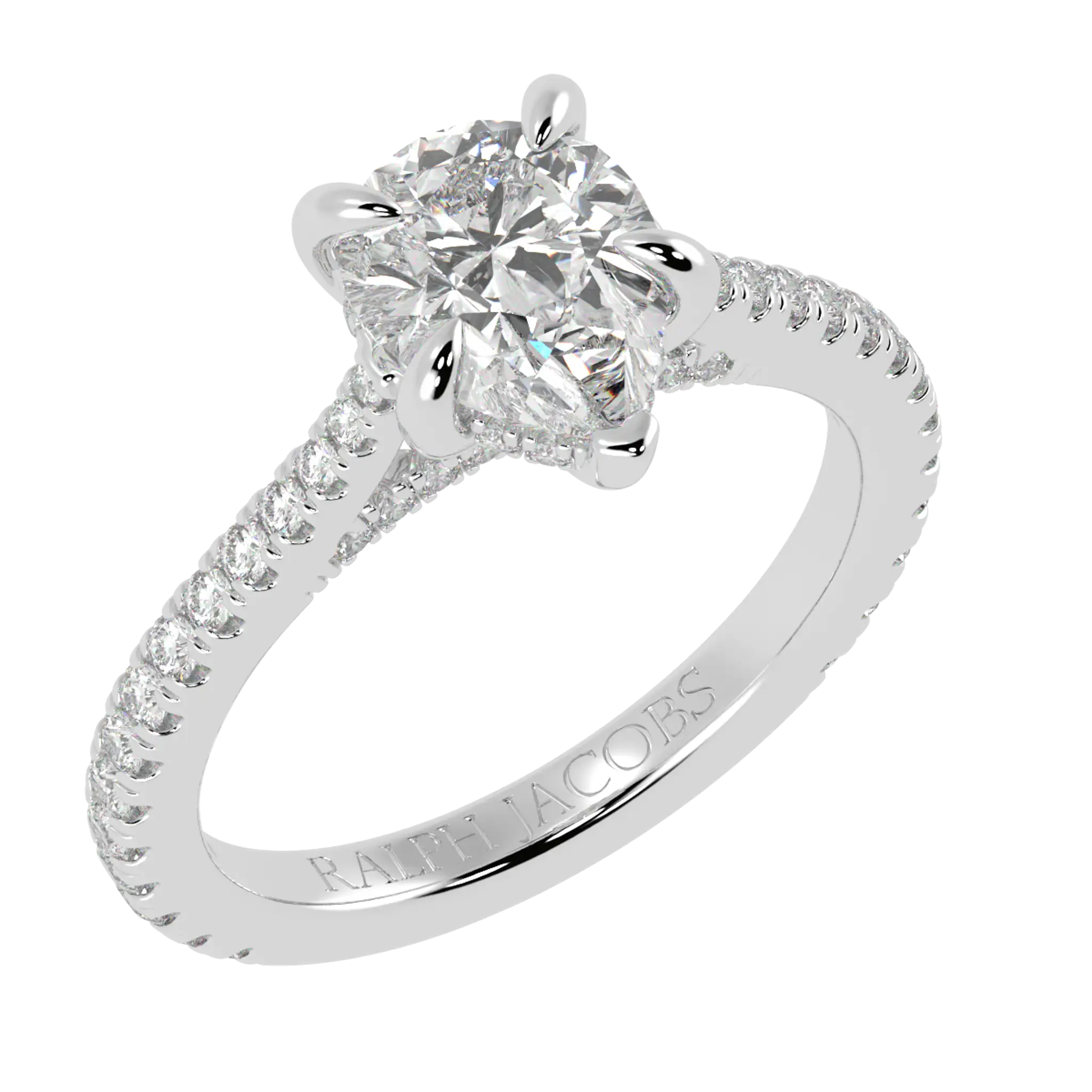 Arya 18K White Gold Accent Engagement Ring | Pear Shape