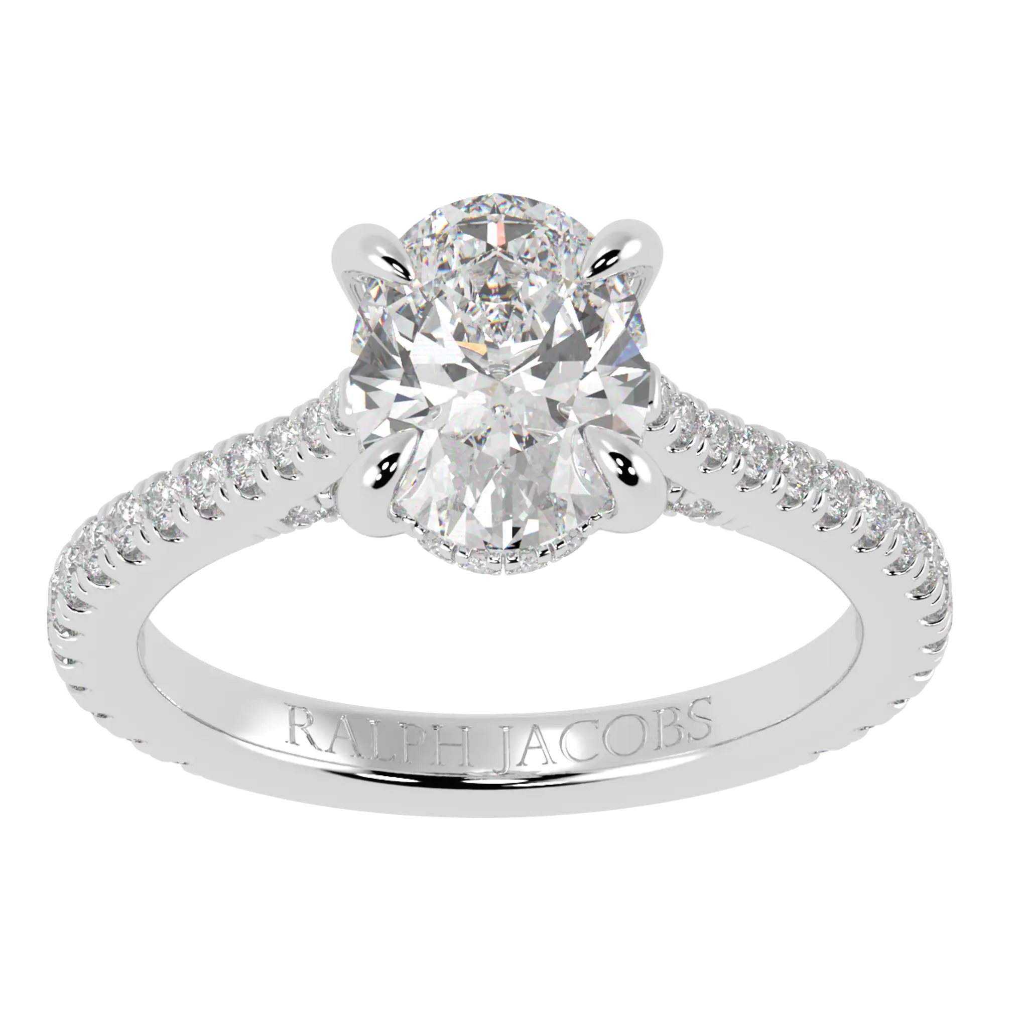 Arya 9K White Gold Accent Engagement Ring | Oval Shape