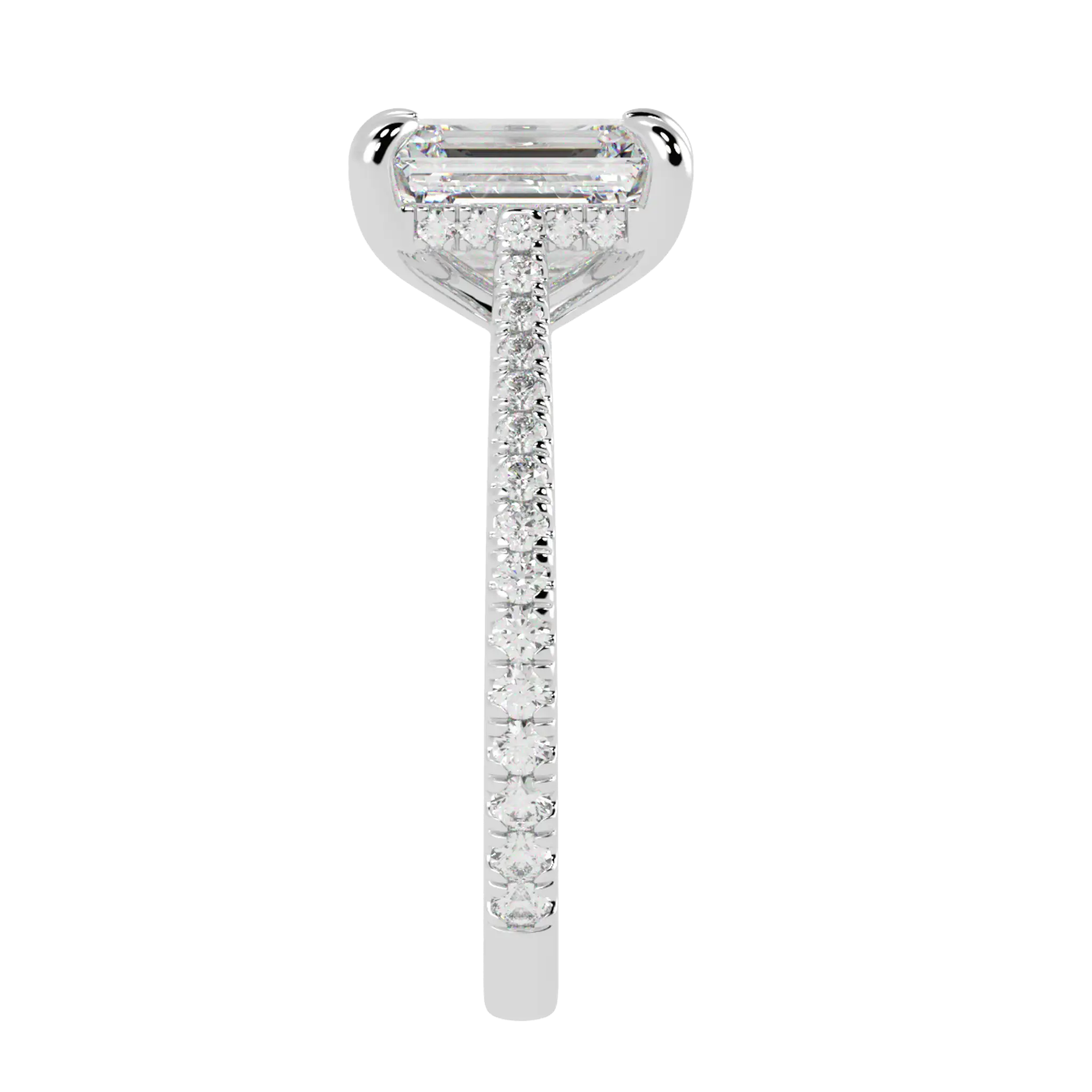 Arya 18K White Gold Accent Engagement Ring | Emerald Shape