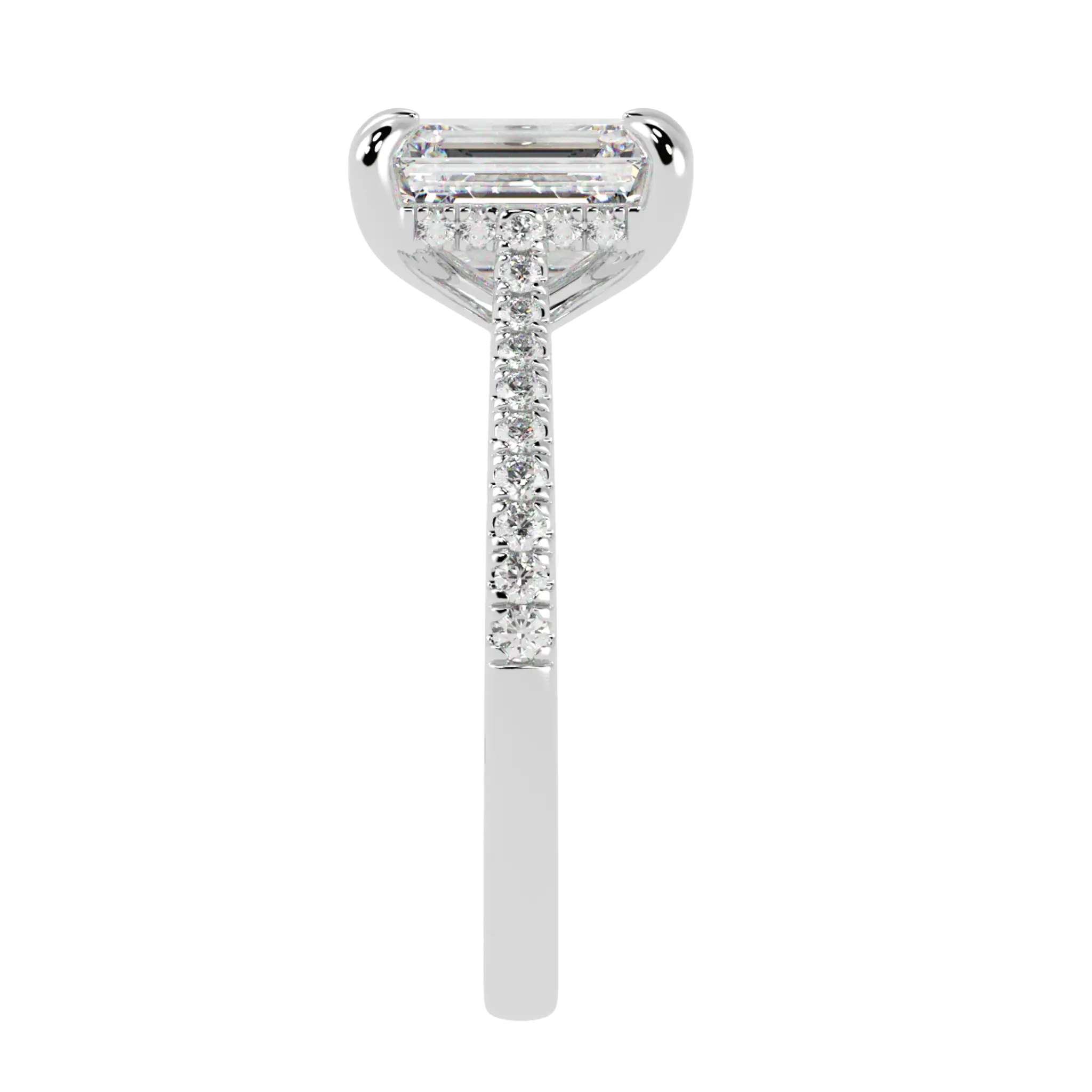 Arya 18K White Gold Accent Engagement Ring | Emerald Shape