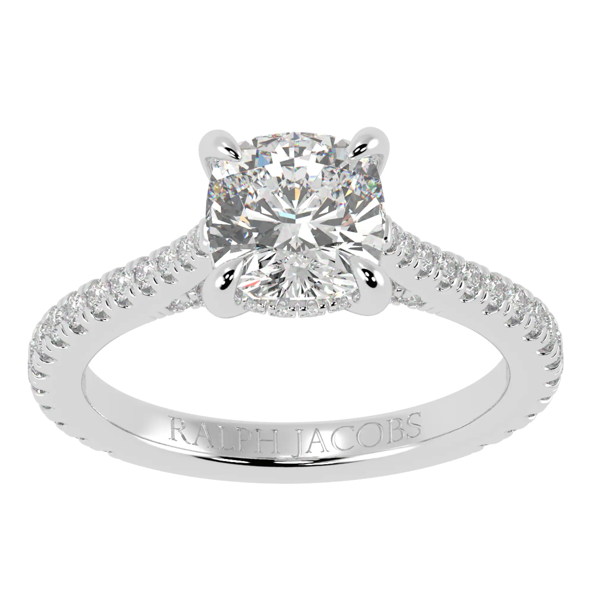 Arya 18K White Gold Accent Engagement Ring | Cushion Shape