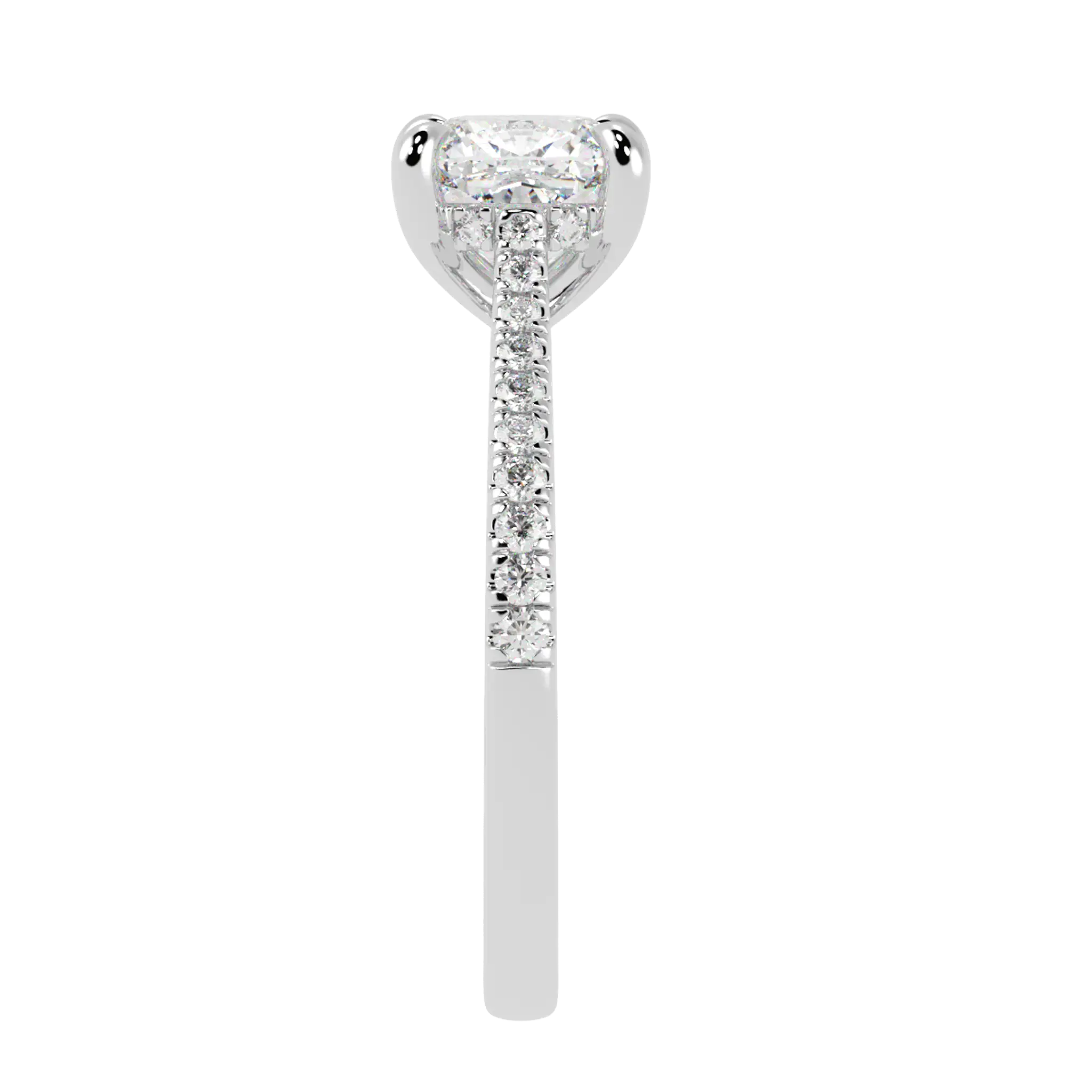 Arya 18K White Gold Accent Engagement Ring | Cushion Shape