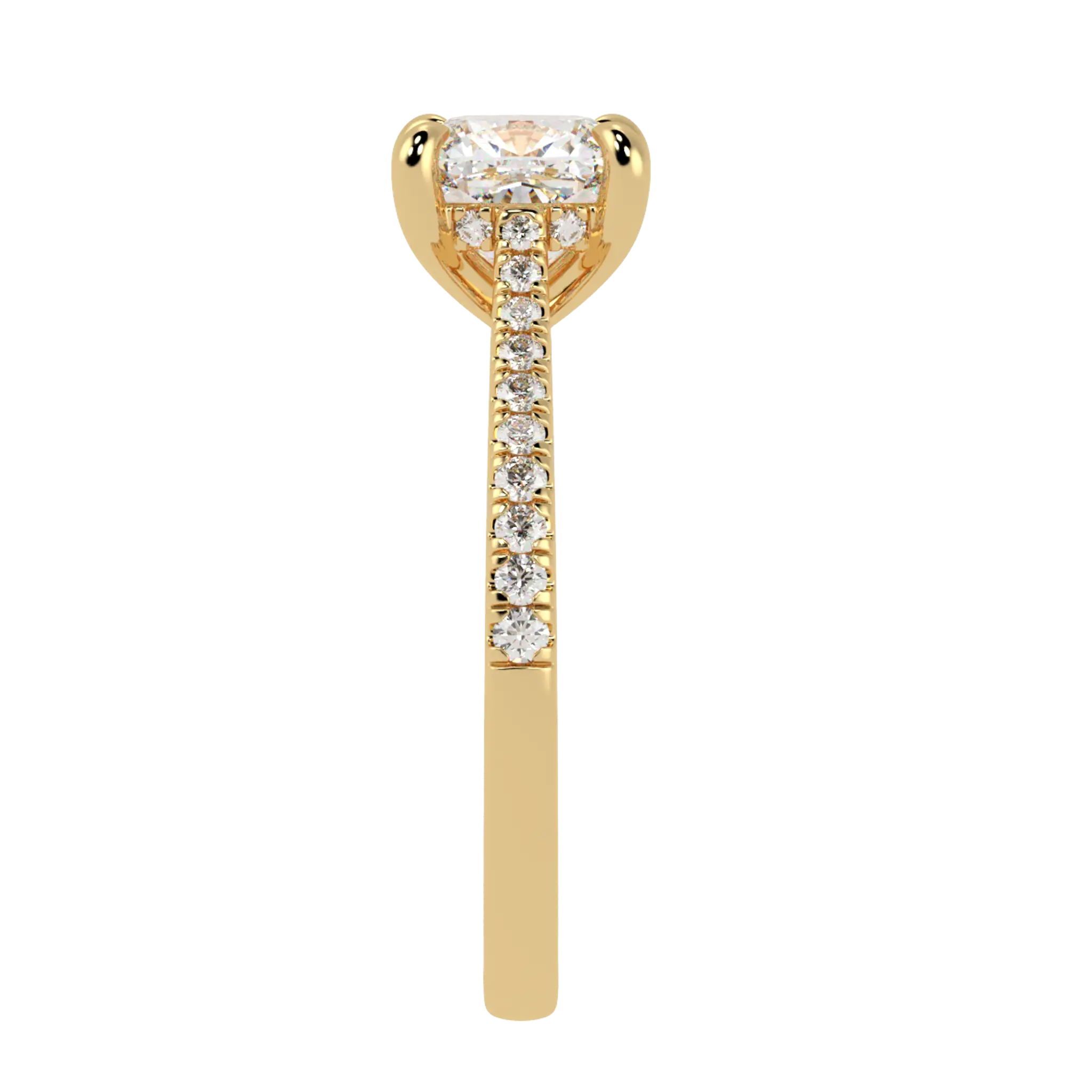 Arya 18K Yellow Gold Accent Engagement Ring | Cushion Shape