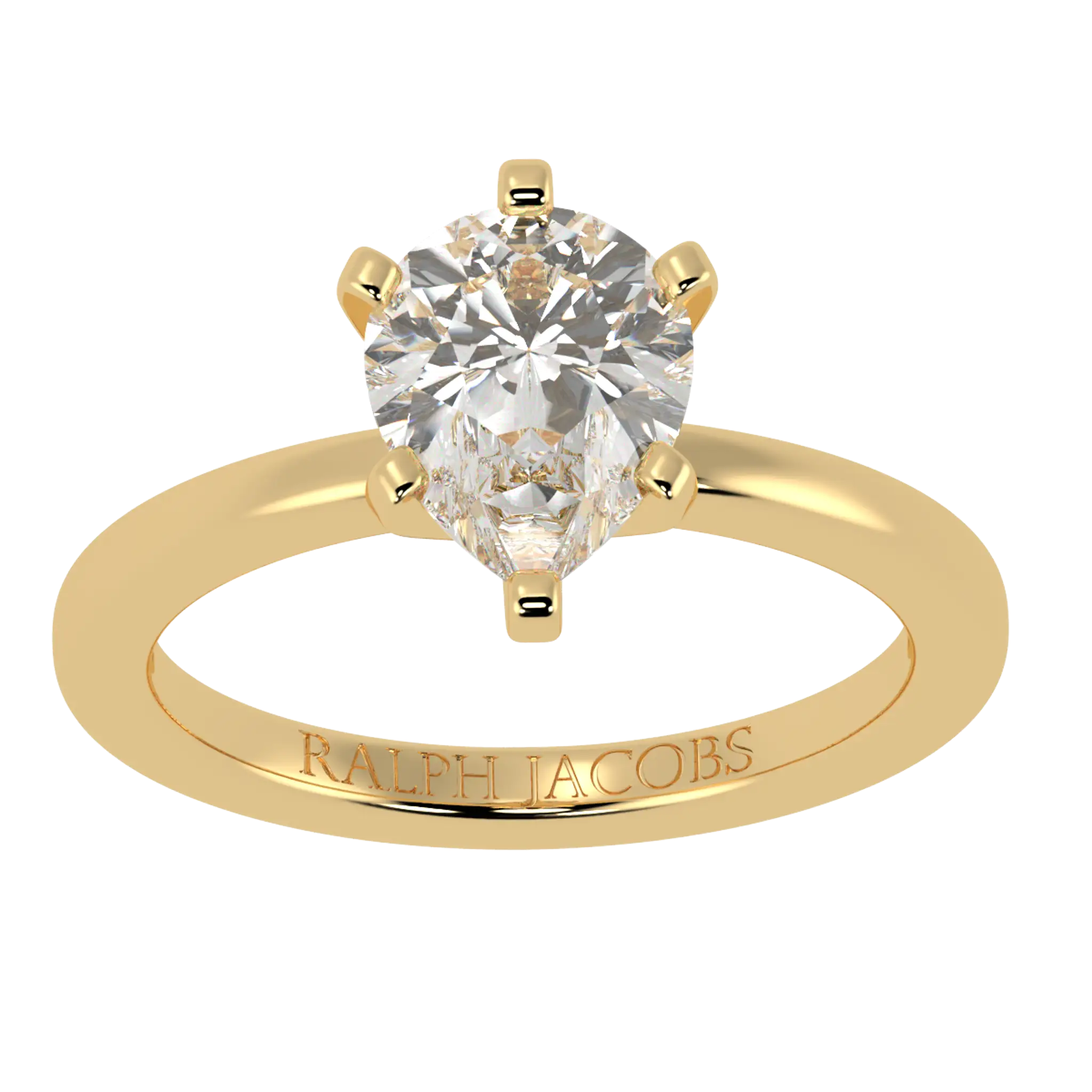 Nikki 18K Yellow Gold Solitaire Moissanite Engagement Rings | Pear Shape