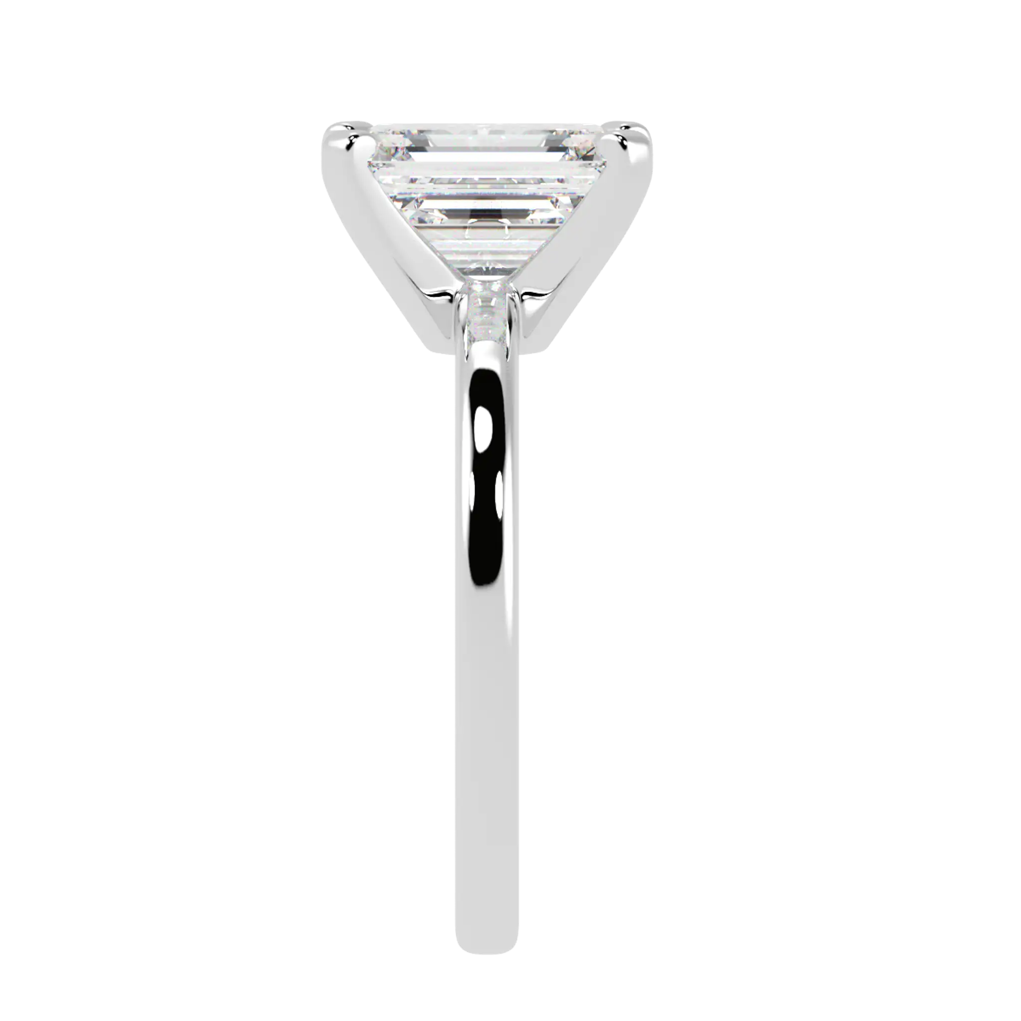 Nikki 9K White Gold Solitaire Moissanite Engagement Rings | Emerald Shape