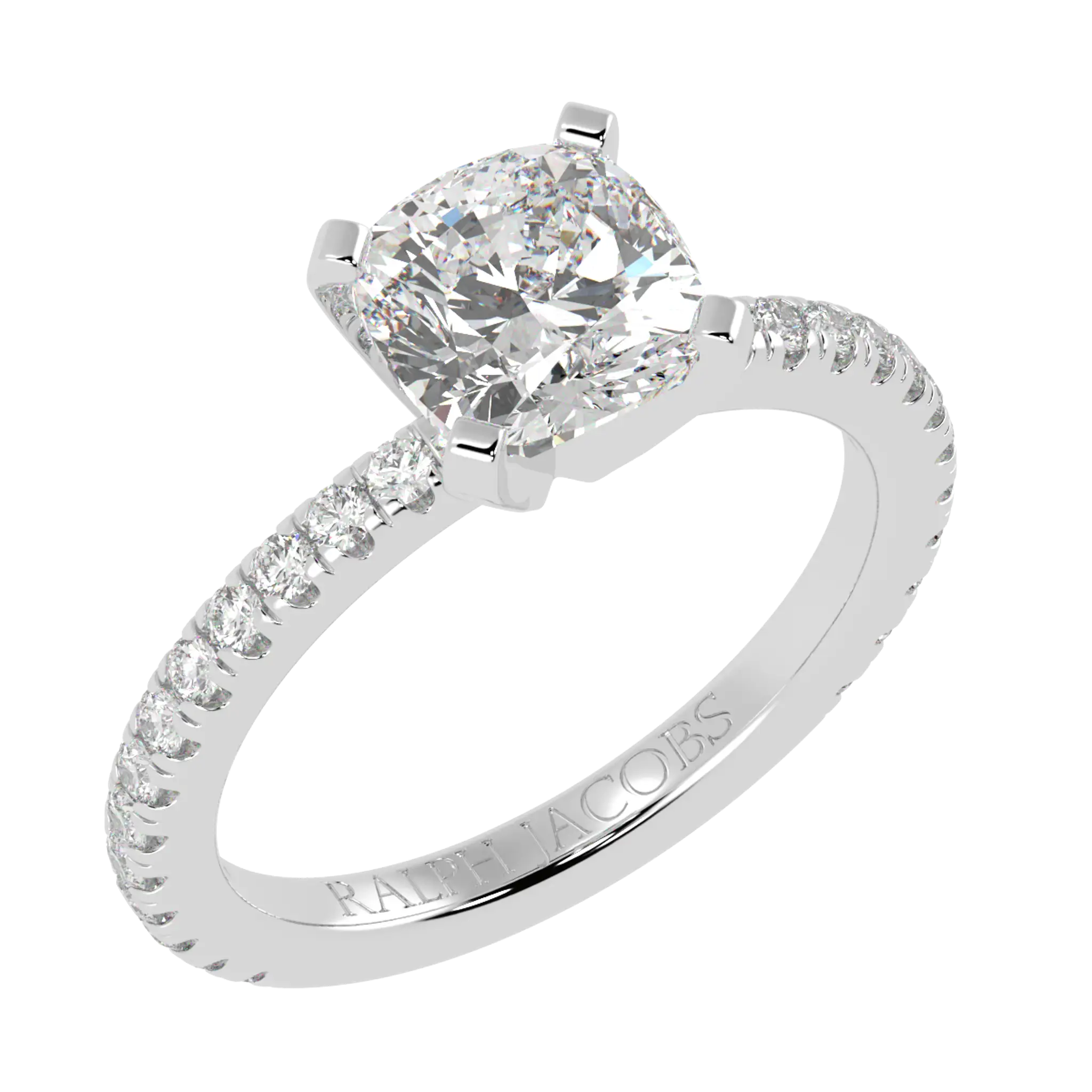 Nikki 9K White Gold Accent Moissanite Engagement Rings | Cushion Shape