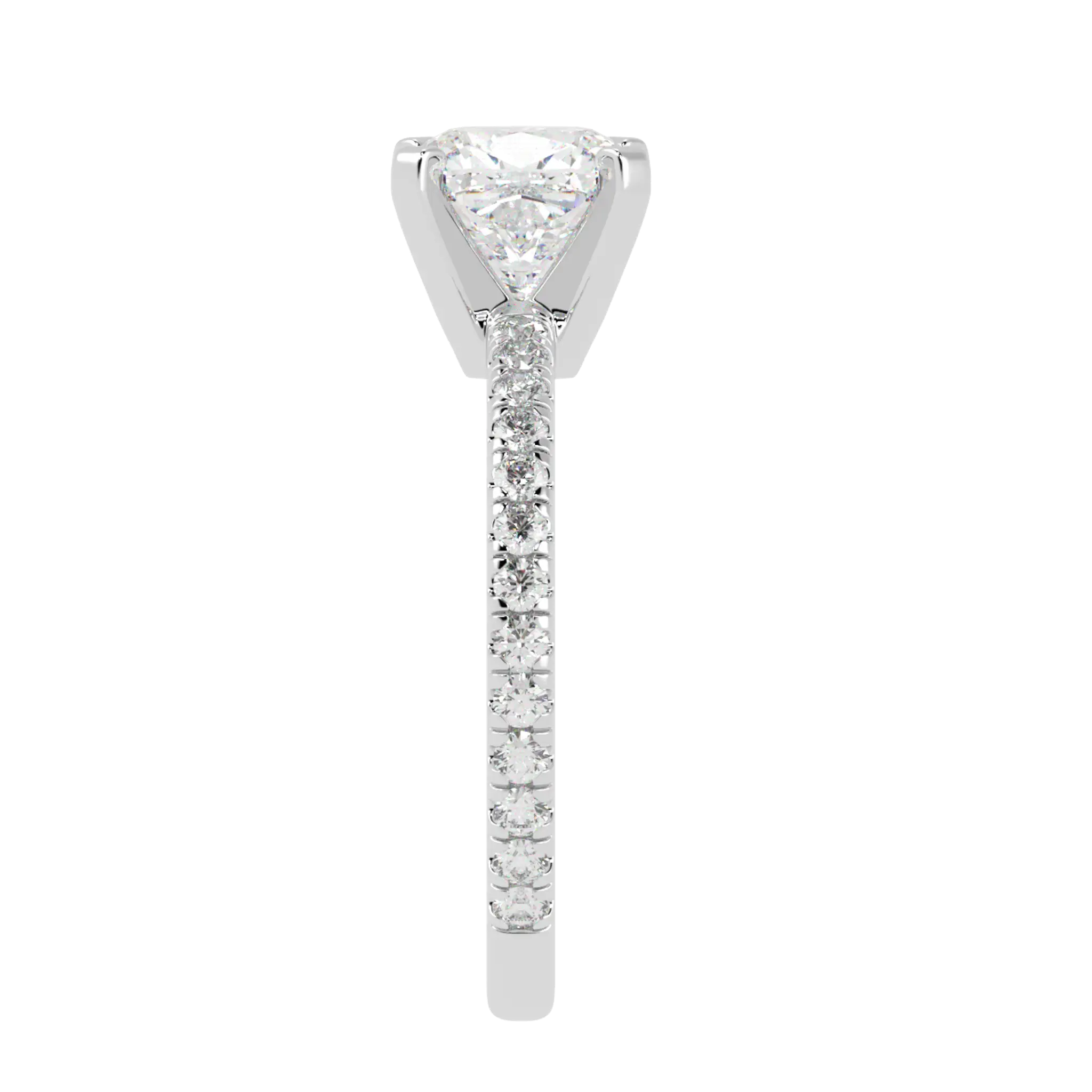 Nikki 9K White Gold Accent Moissanite Engagement Rings | Cushion Shape