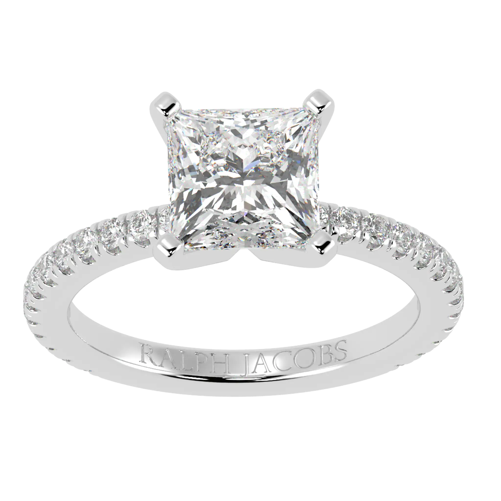 Nikki 9K White Gold Accent Moissanite Engagement Rings | Princess Shape