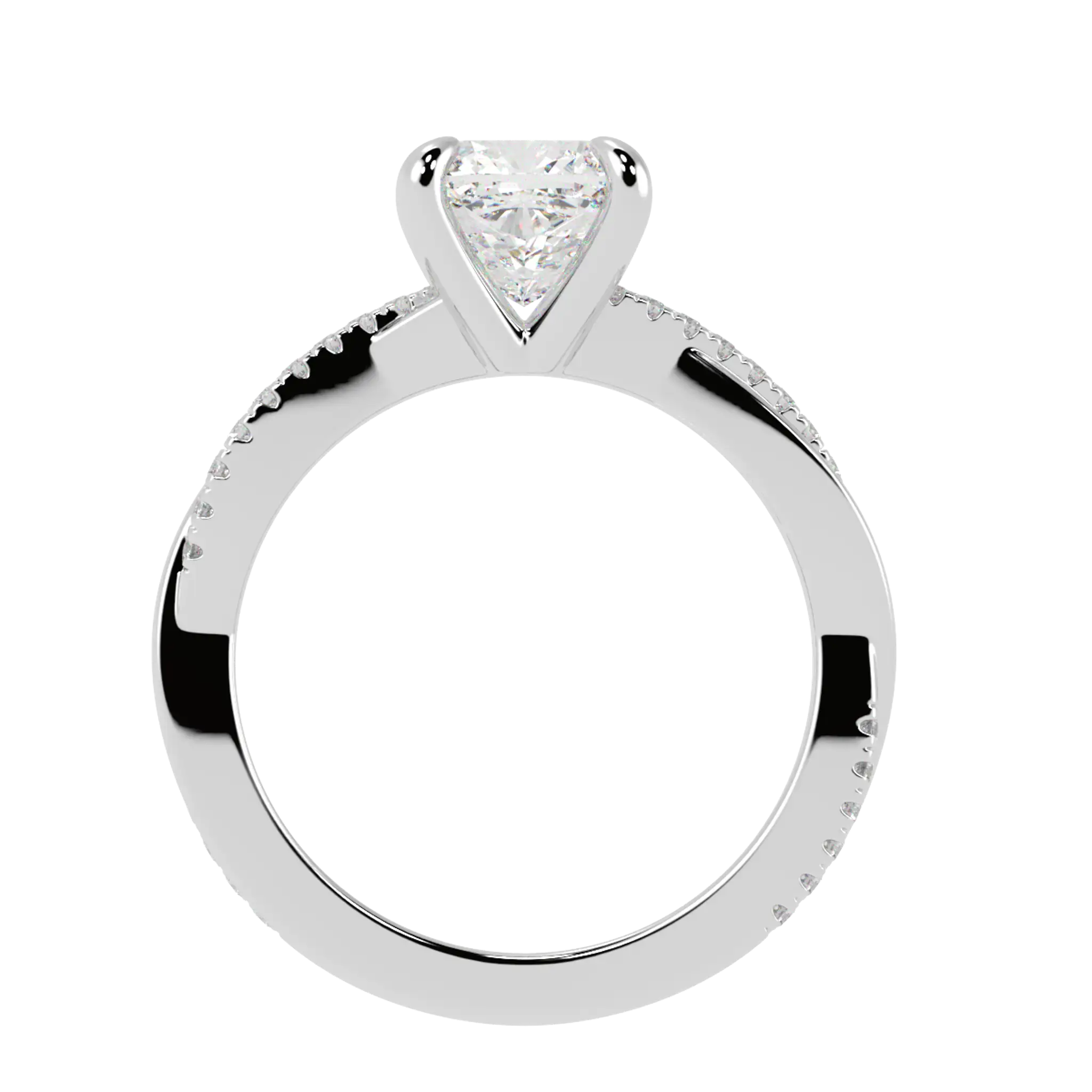 Jasmine 9K White Gold Accent Engagement Ring | Cushion Shape