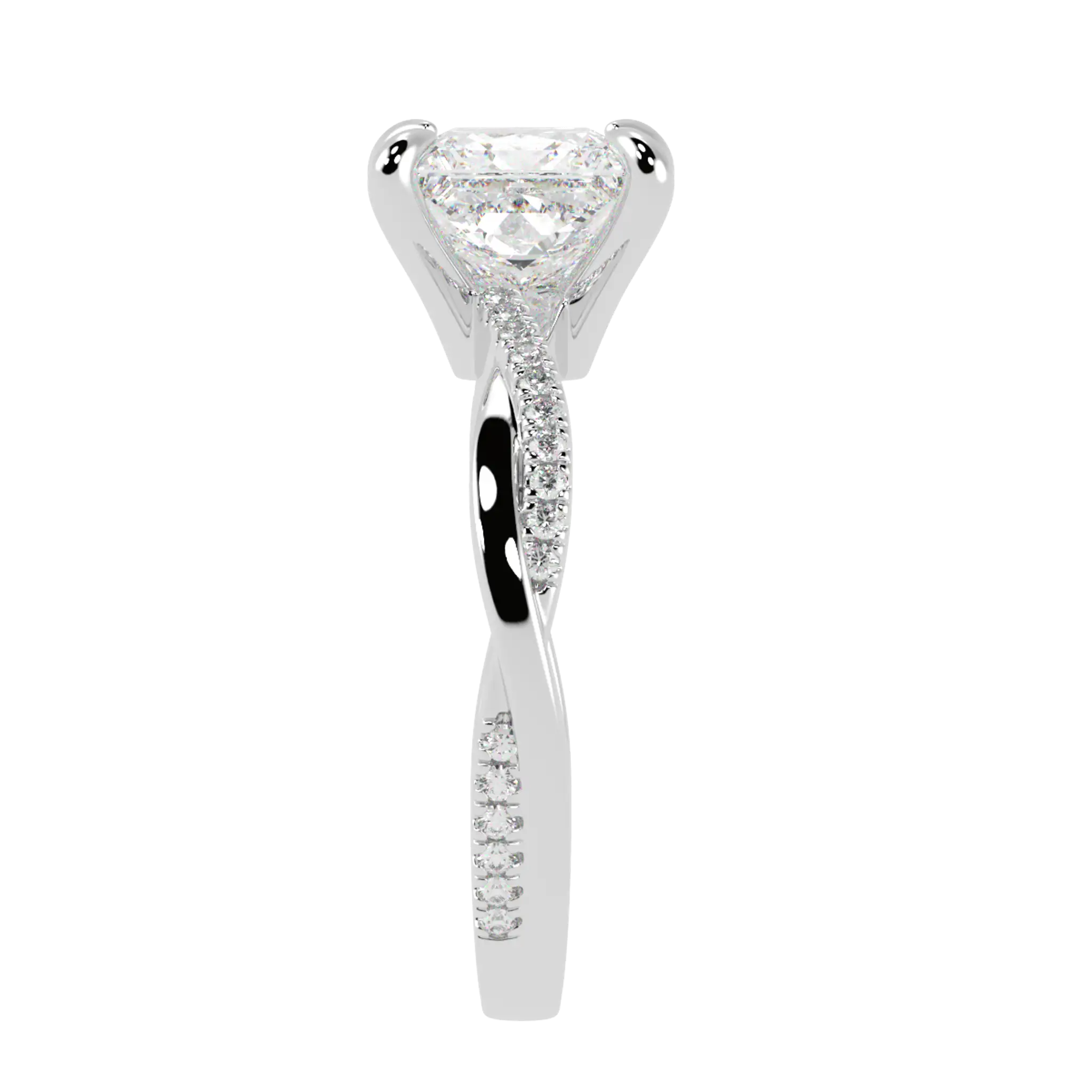 Jasmine 9K White Gold Accent Engagement Ring | Princess Shape