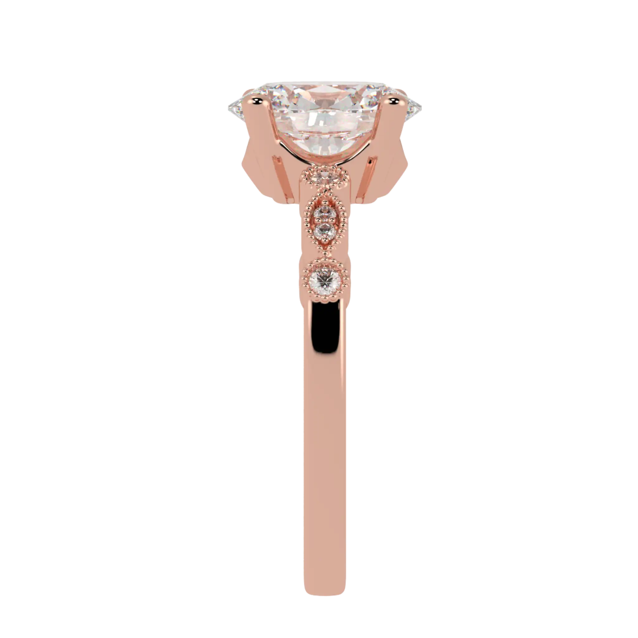 Chanel 14K Rose Gold Accent Stone Engagement Ring - Oval Shape