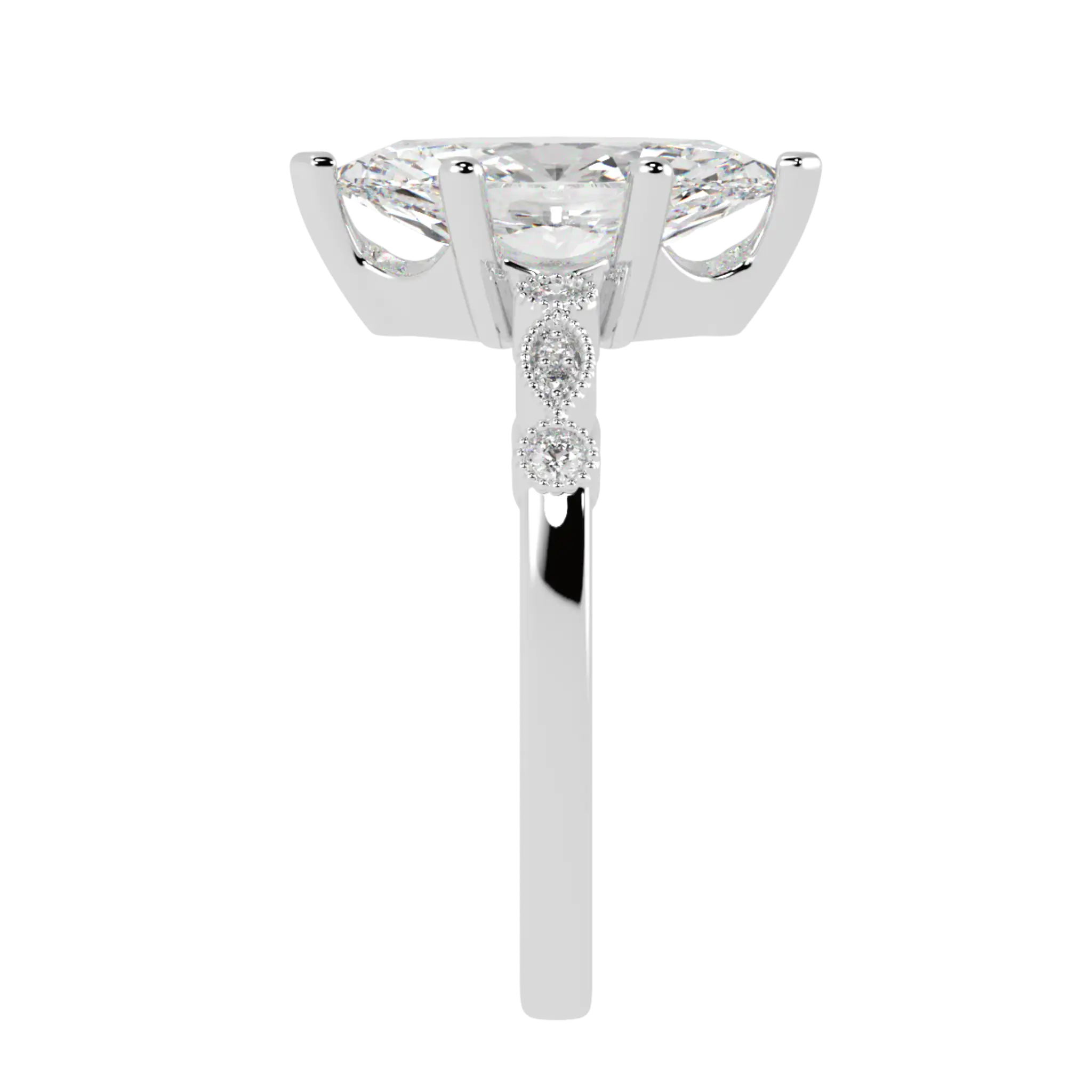 Chanel 18K White Gold Accent Stone Engagement Ring - Marquise Shape