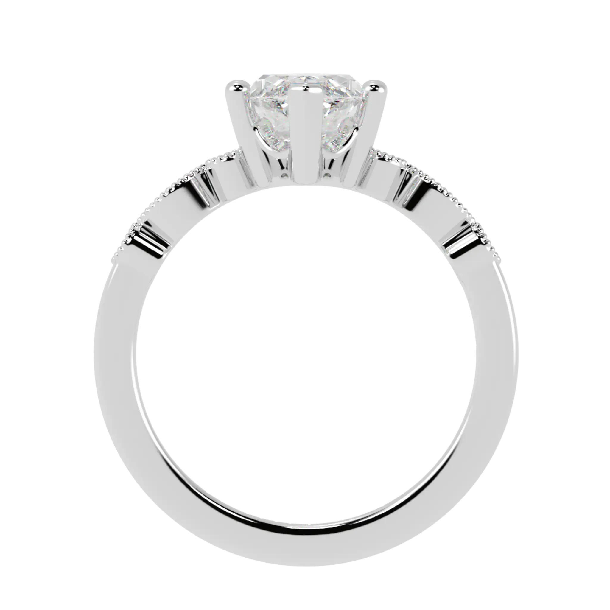 Chanel 9K White Gold Accent Stone Engagement Ring - Marquise Shape