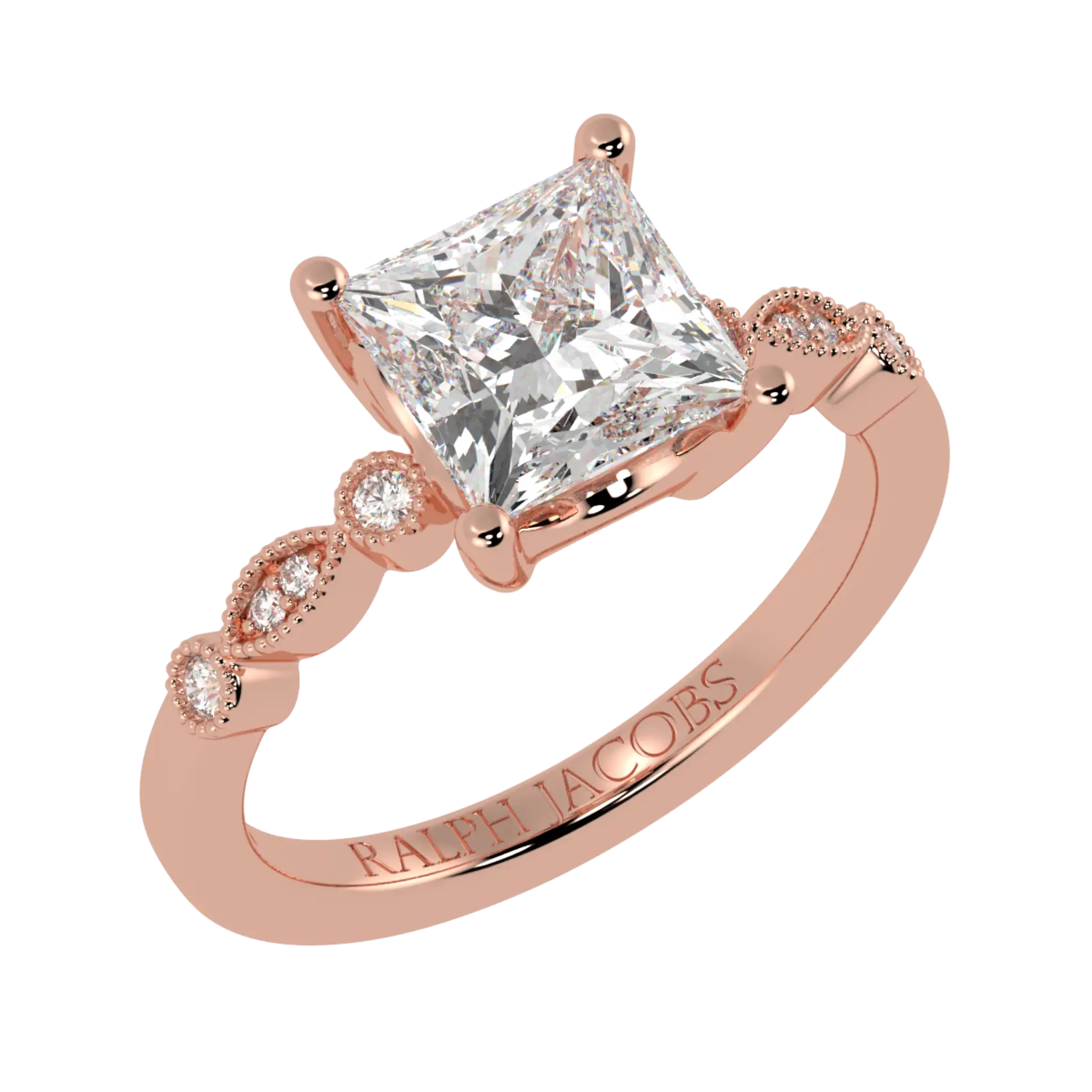 Chanel 14K Rose Gold Accent Stone Engagement Ring - Princess Shape