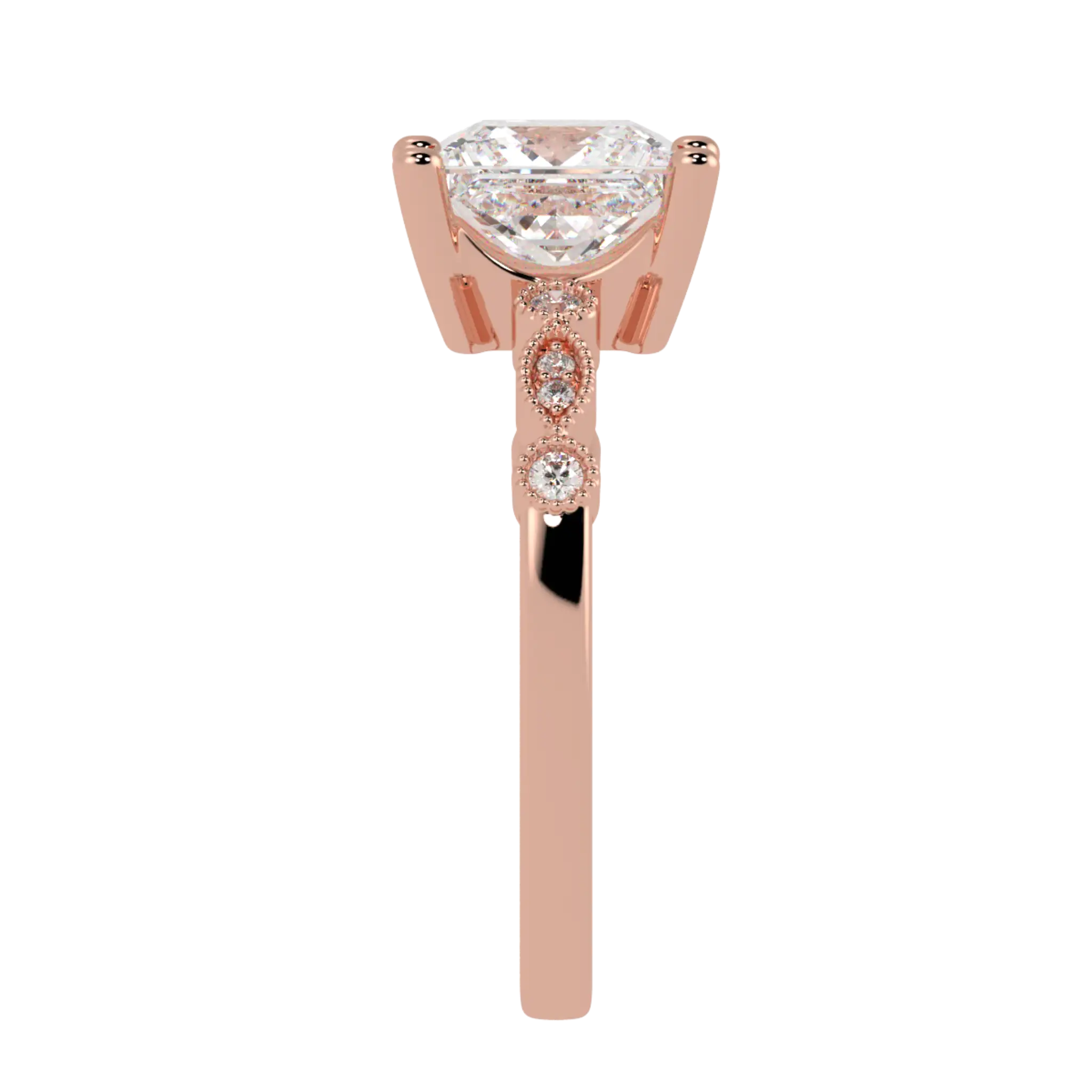 Chanel 14K Rose Gold Accent Stone Engagement Ring - Princess Shape