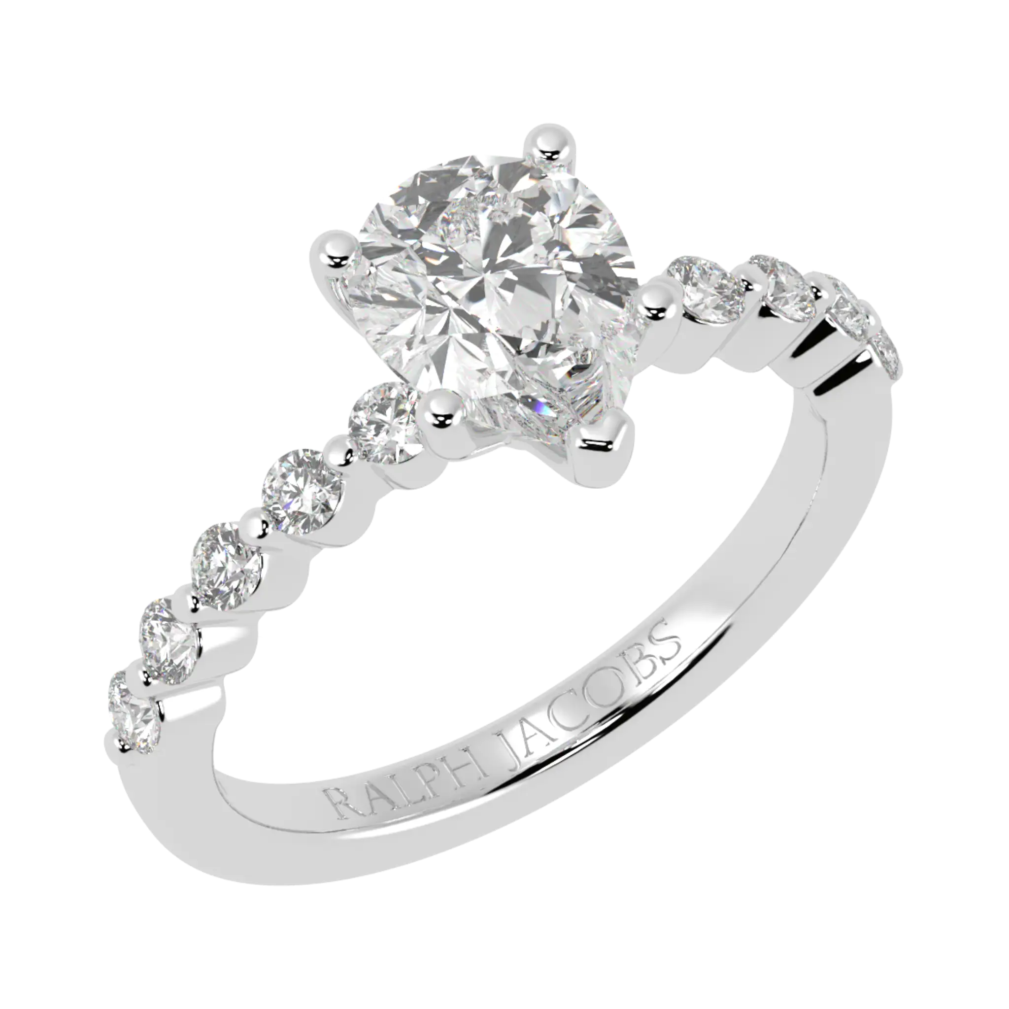 Victoria 9K White Gold Accent Stone Engagement Ring | Pear Shape