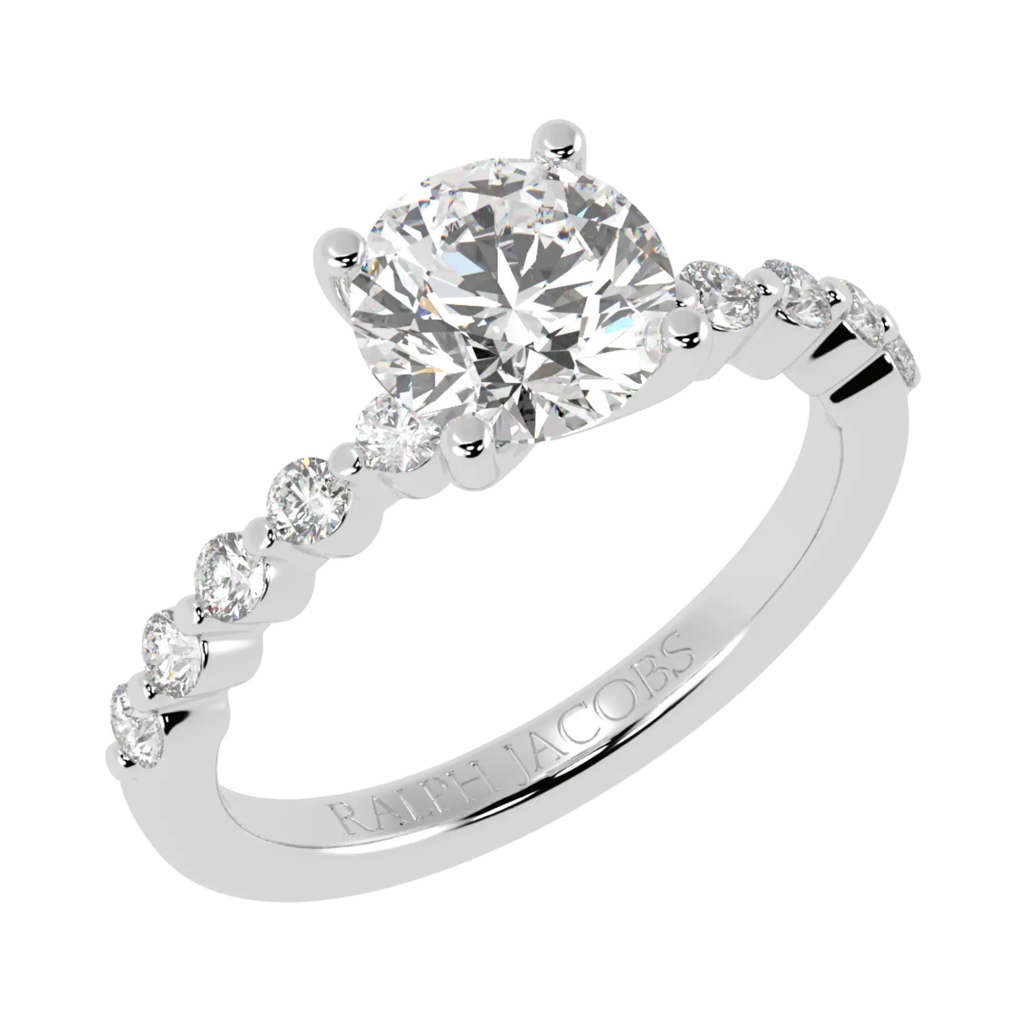 Victoria 18K White Gold Accent Stone Engagement Ring