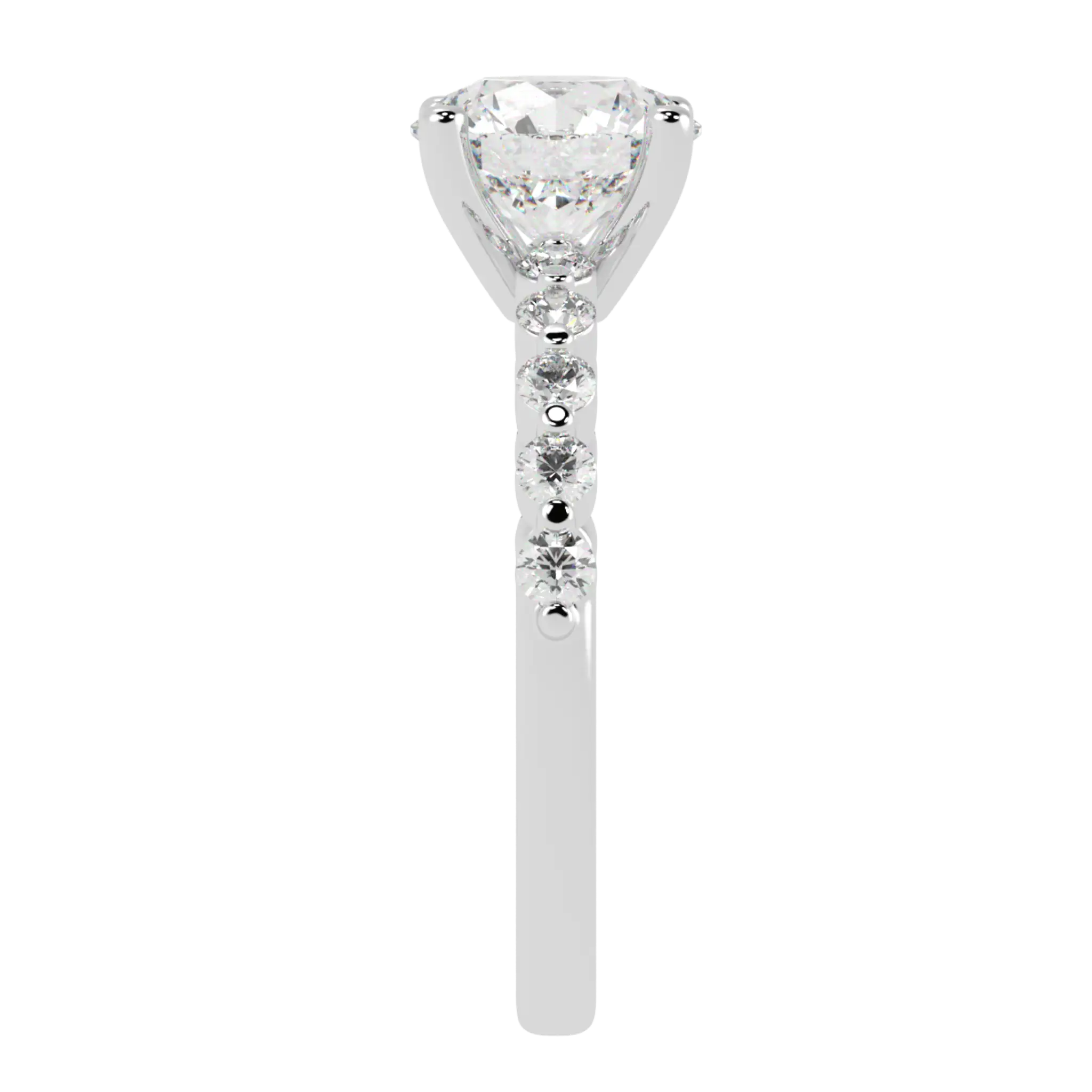 Victoria 18K White Gold Accent Stone Engagement Ring