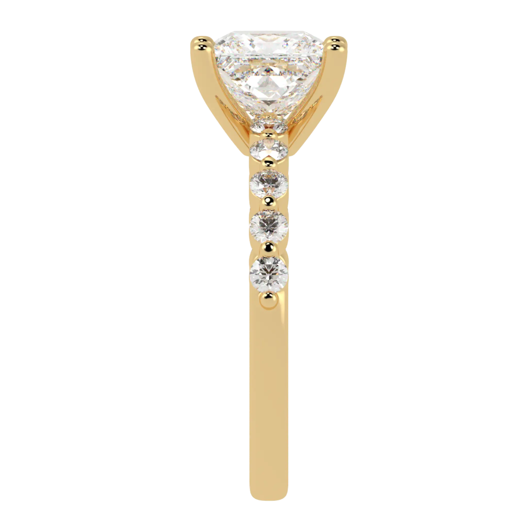 Victoria 18K Yellow Gold Accent Stone Engagement Ring | Princess Shape