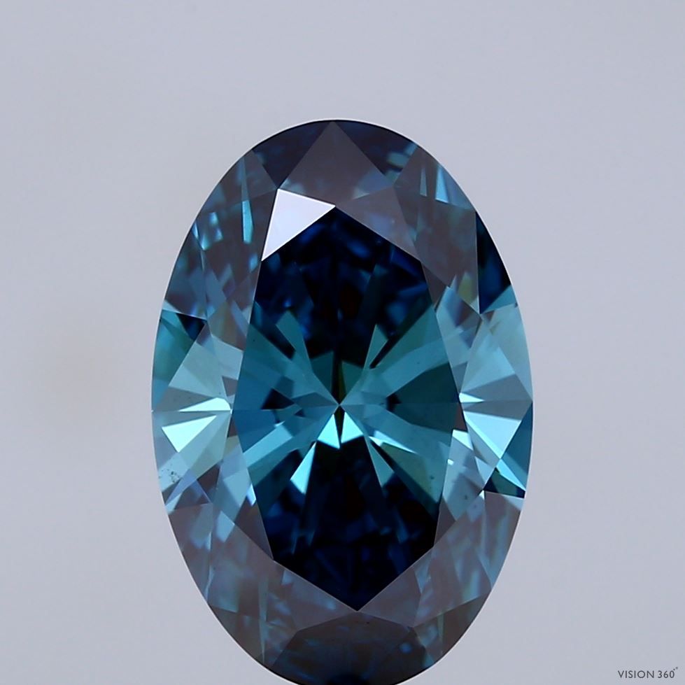 3.42 Carat Oval Cut Fancy Blue