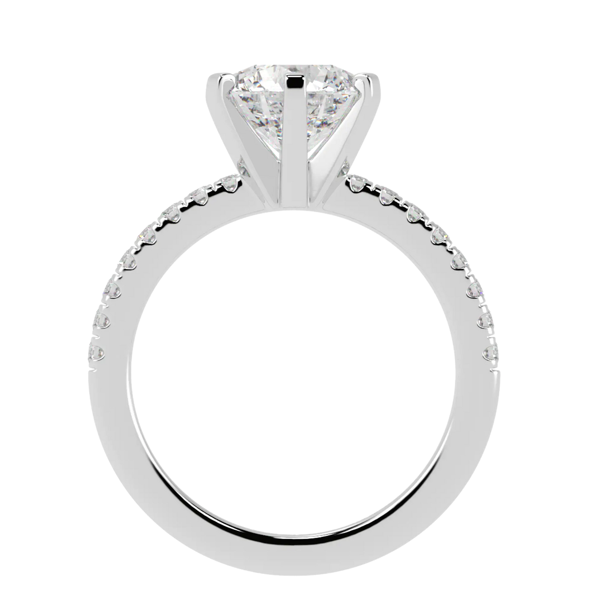 Nikki Accent – 18K White Gold – 9mm Moissanite Round – Moissanite