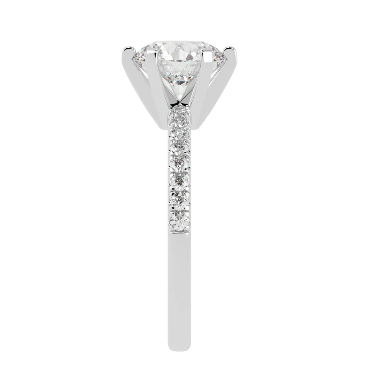 Nikki Accent – Platinum 950 – 7mm Moissanite Round – Moissanite