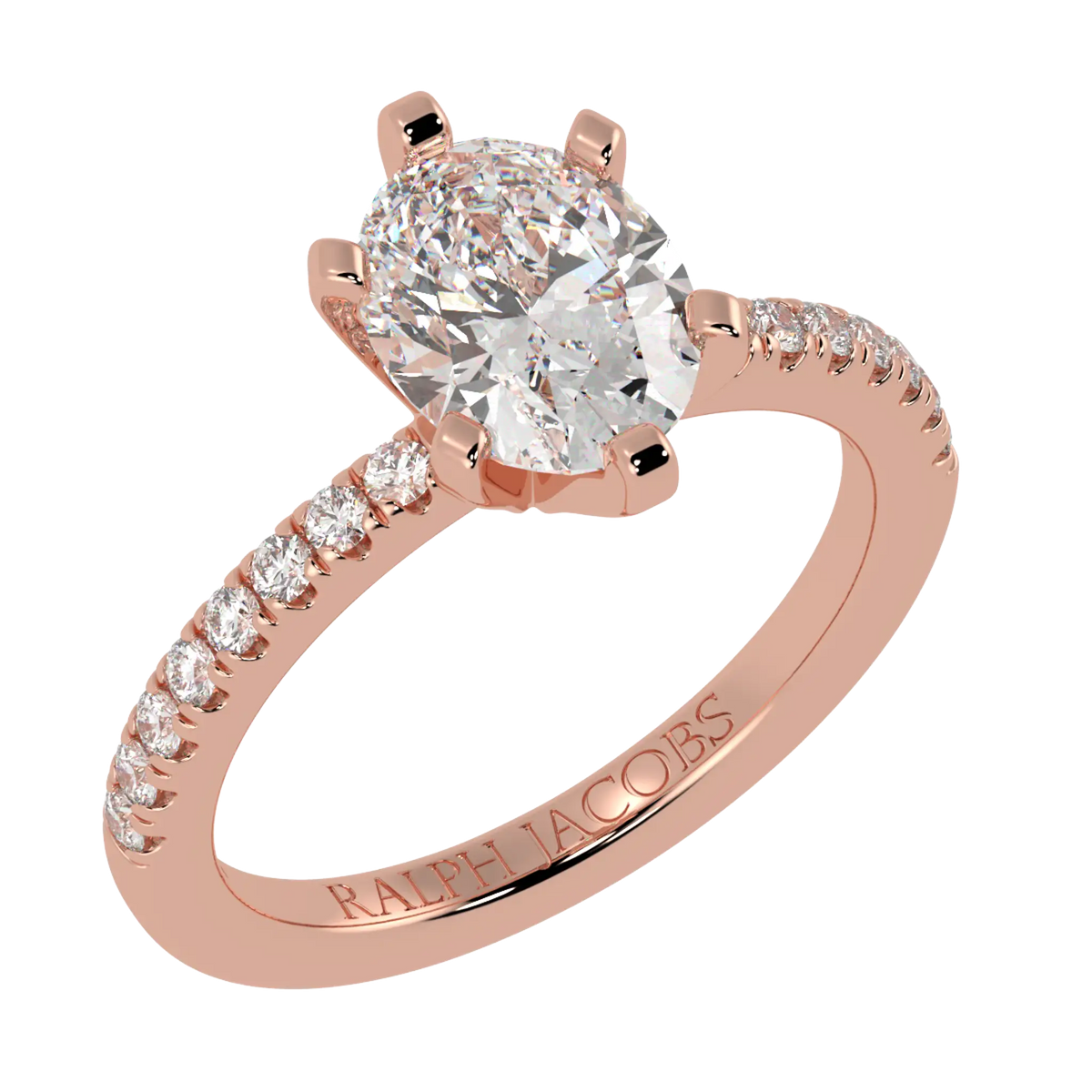 Nikki Accent – 14K Rose Gold – 9x7mm Moissanite Oval – Moissanite