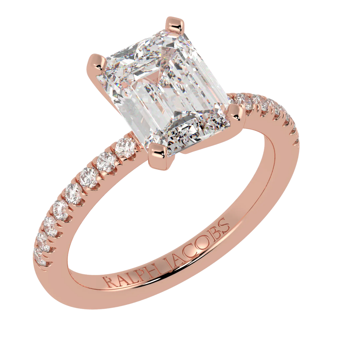 Nikki Accent – 14K Rose Gold – Emerald-Cut Setting – Lab-Grown Diamonds