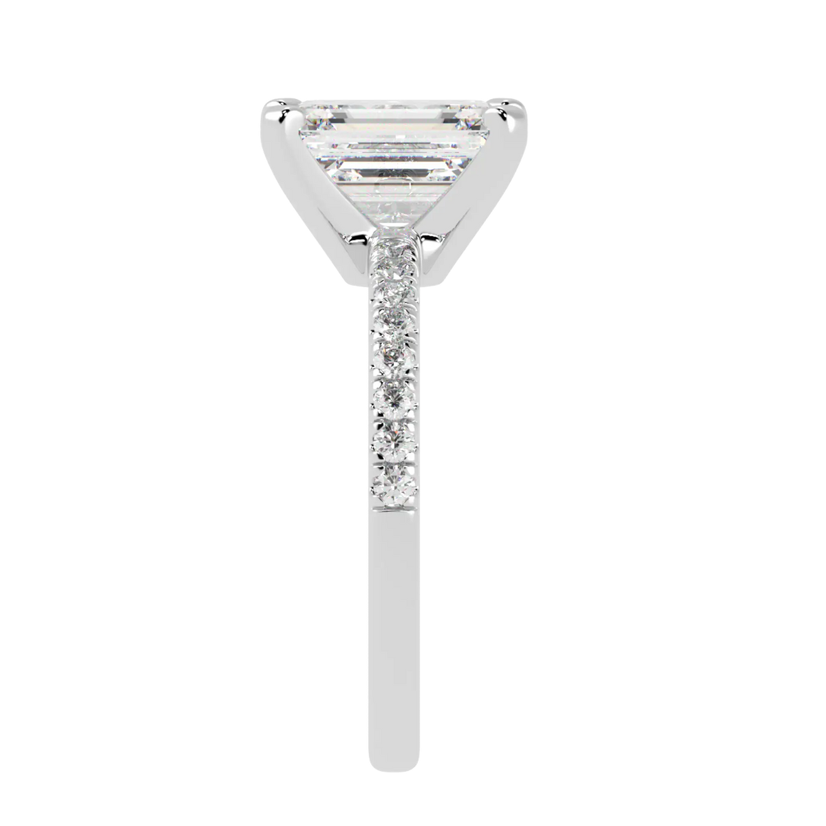 Nikki Accent – 9K White Gold – Emerald-Cut Setting – Lab-Grown Diamonds