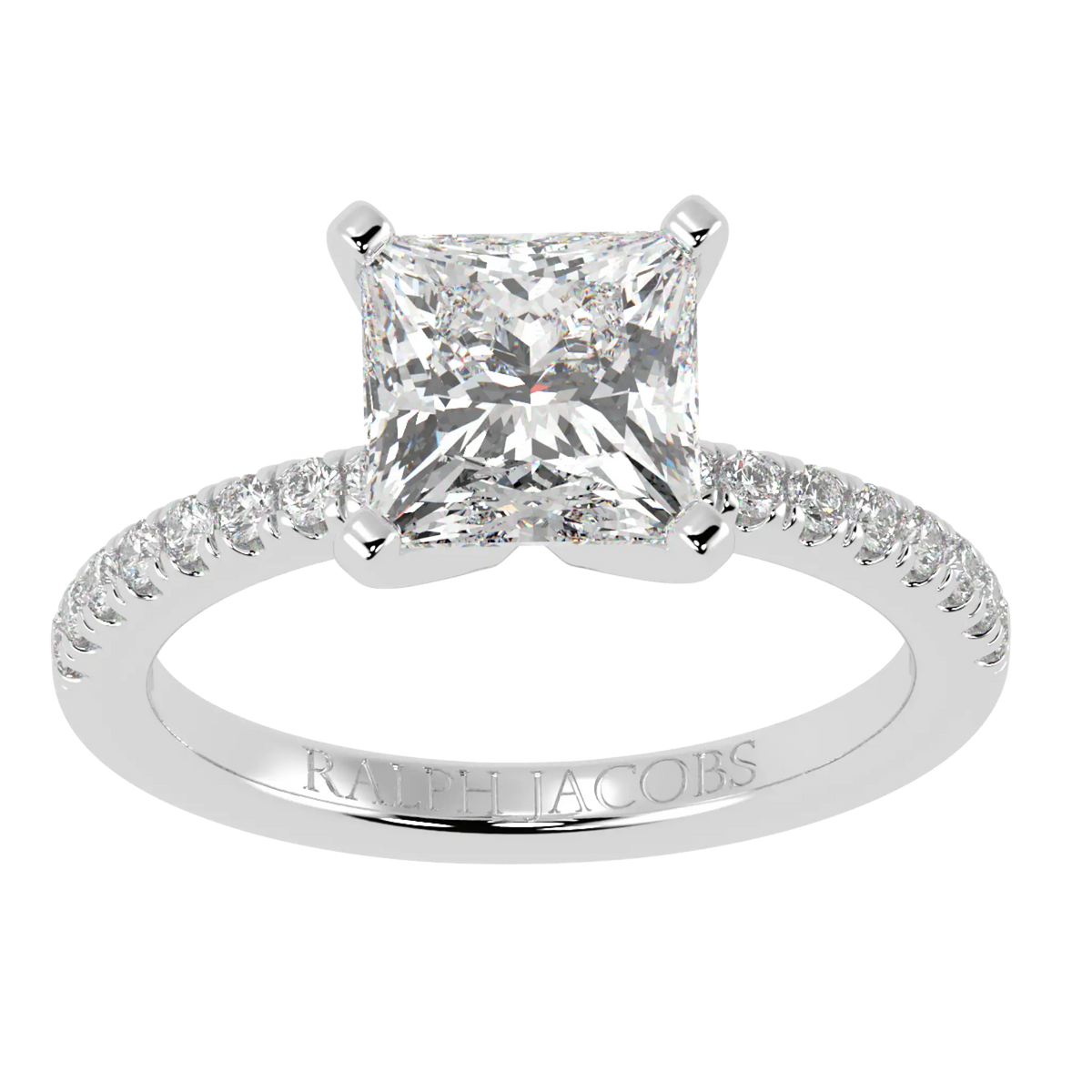 Nikki Accent – Platinum 950 – 8mm Moissanite Princess – Moissanite