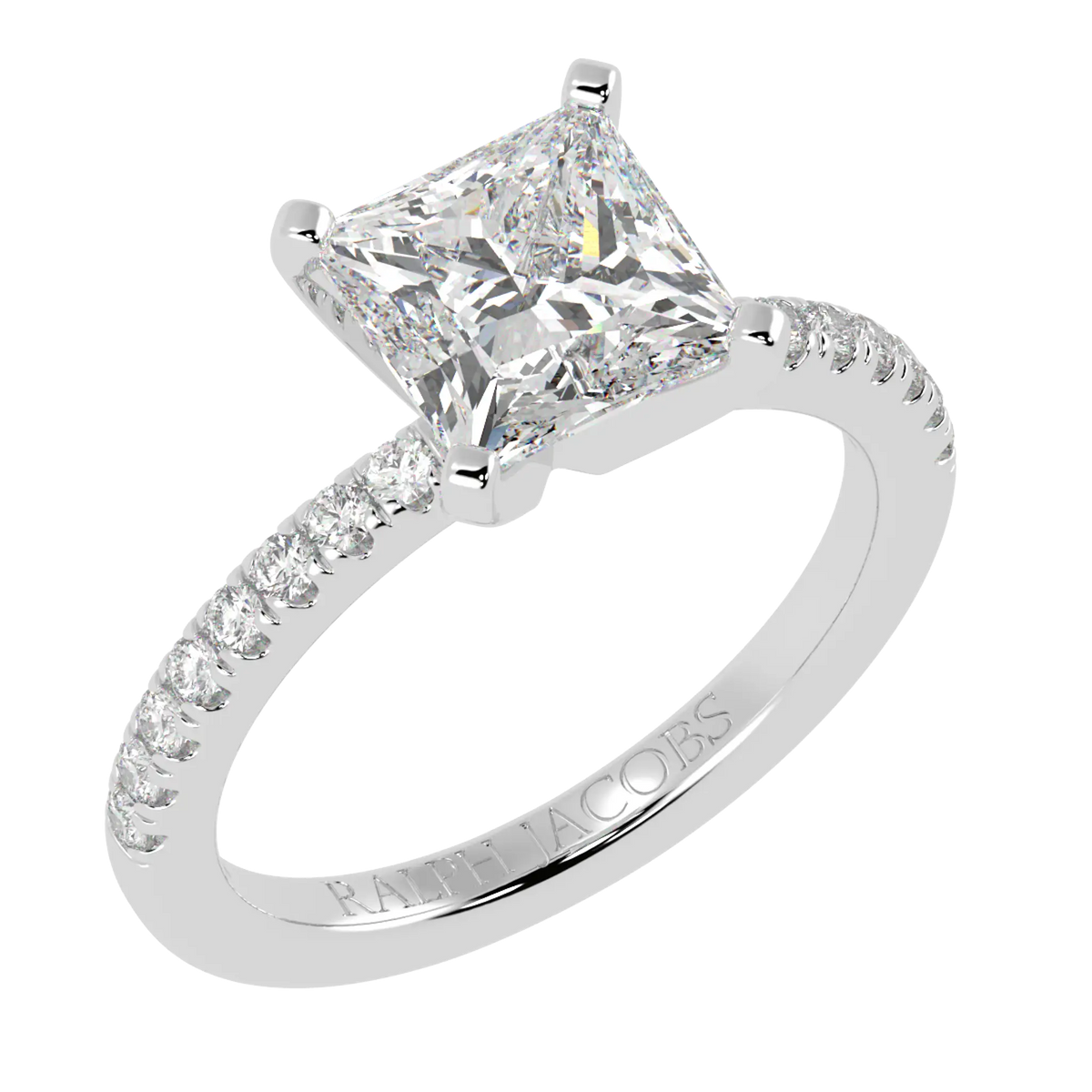 Nikki Accent – 9K White Gold – 9mm Moissanite Princess – Moissanite