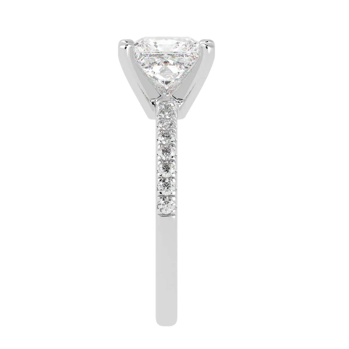 Nikki Accent – 18K White Gold – Princess-Cut Setting – Natural Diamonds