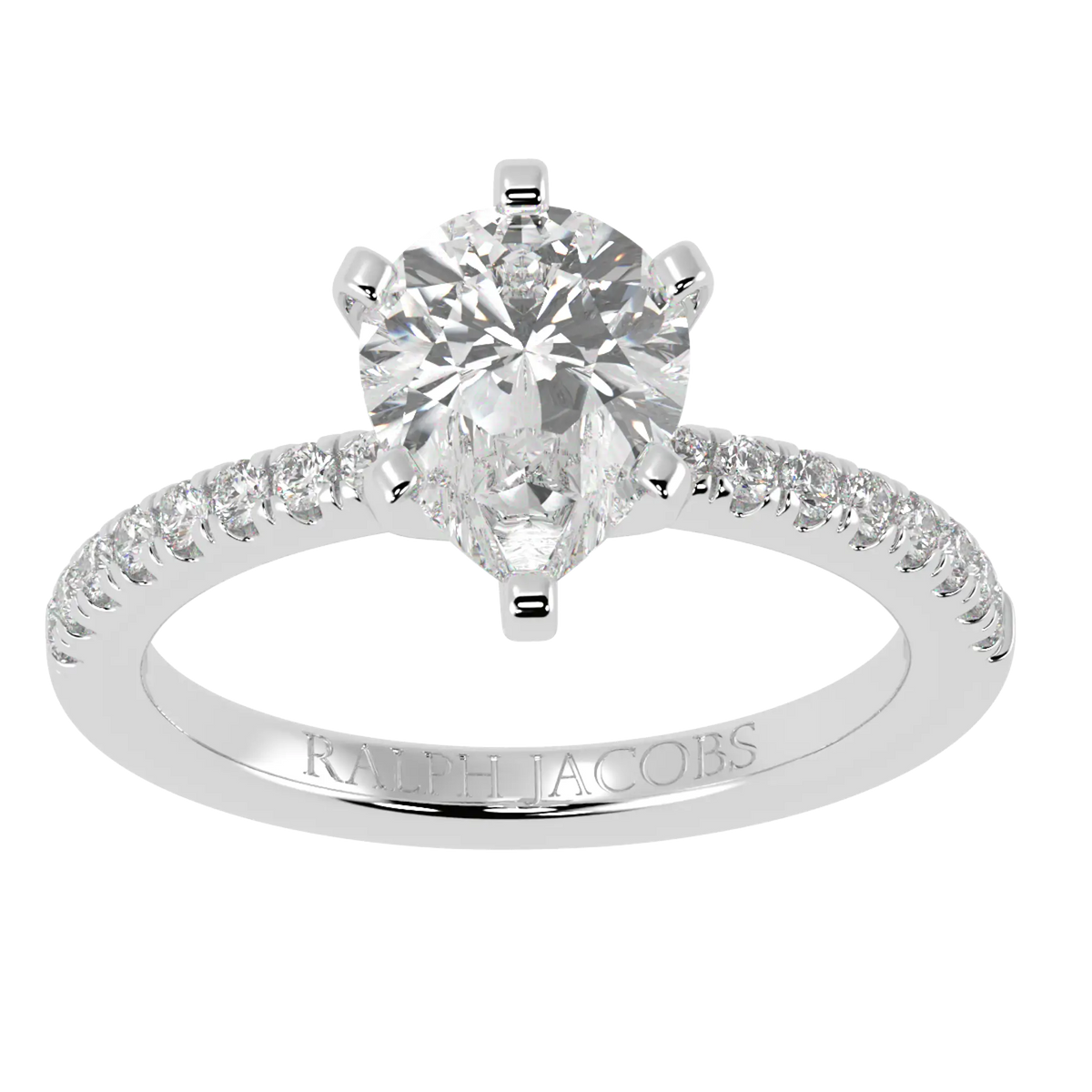 Nikki Accent – 9K White Gold – Pear-Cut Setting – Natural Diamonds