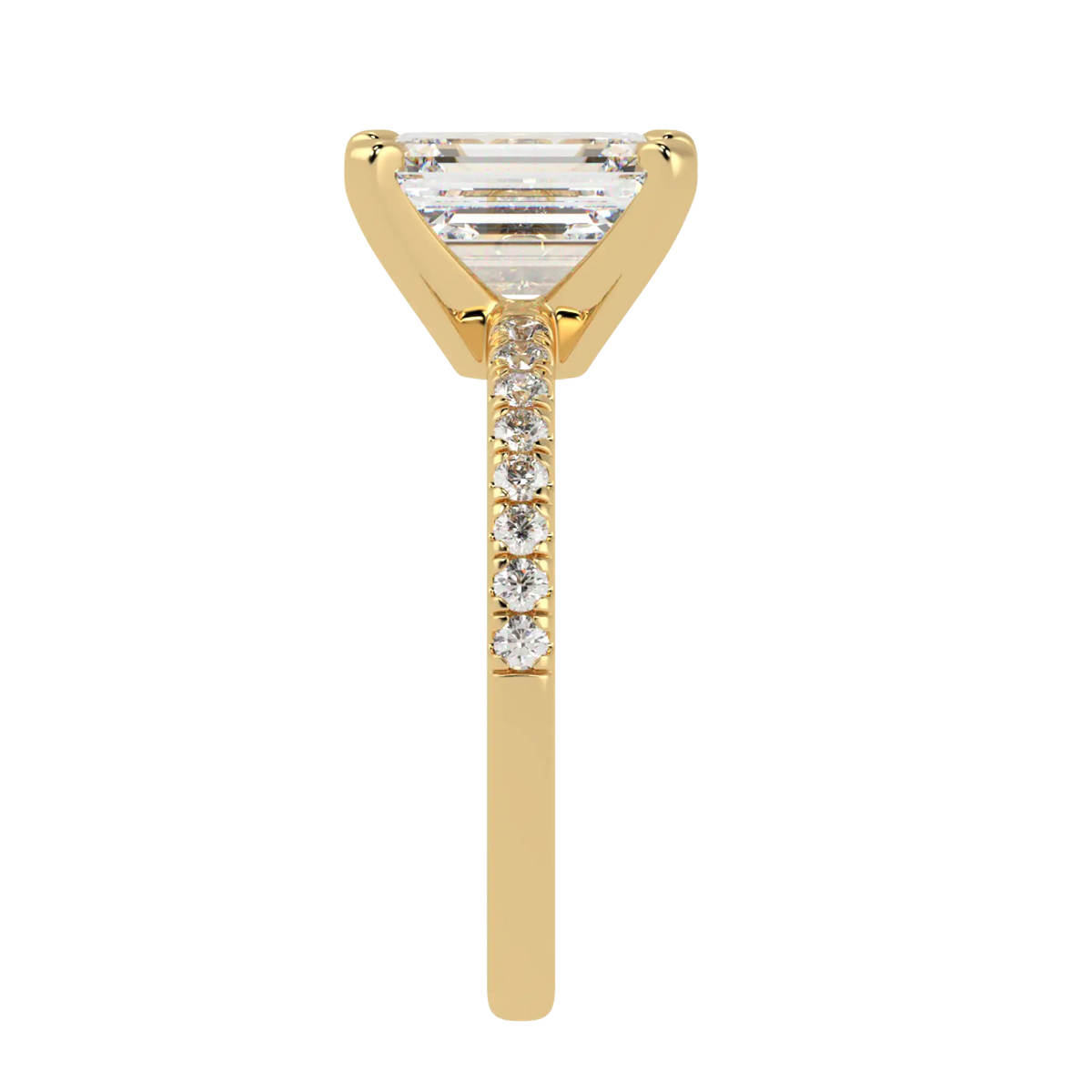 Nikki Accent – 9K Yellow Gold – Emerald-Cut Setting – Lab-Grown Diamonds