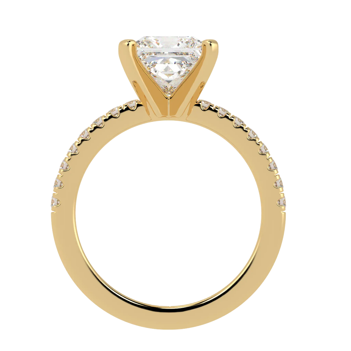 Nikki Accent – 9K Yellow Gold – 7mm Moissanite Princess – Moissanite