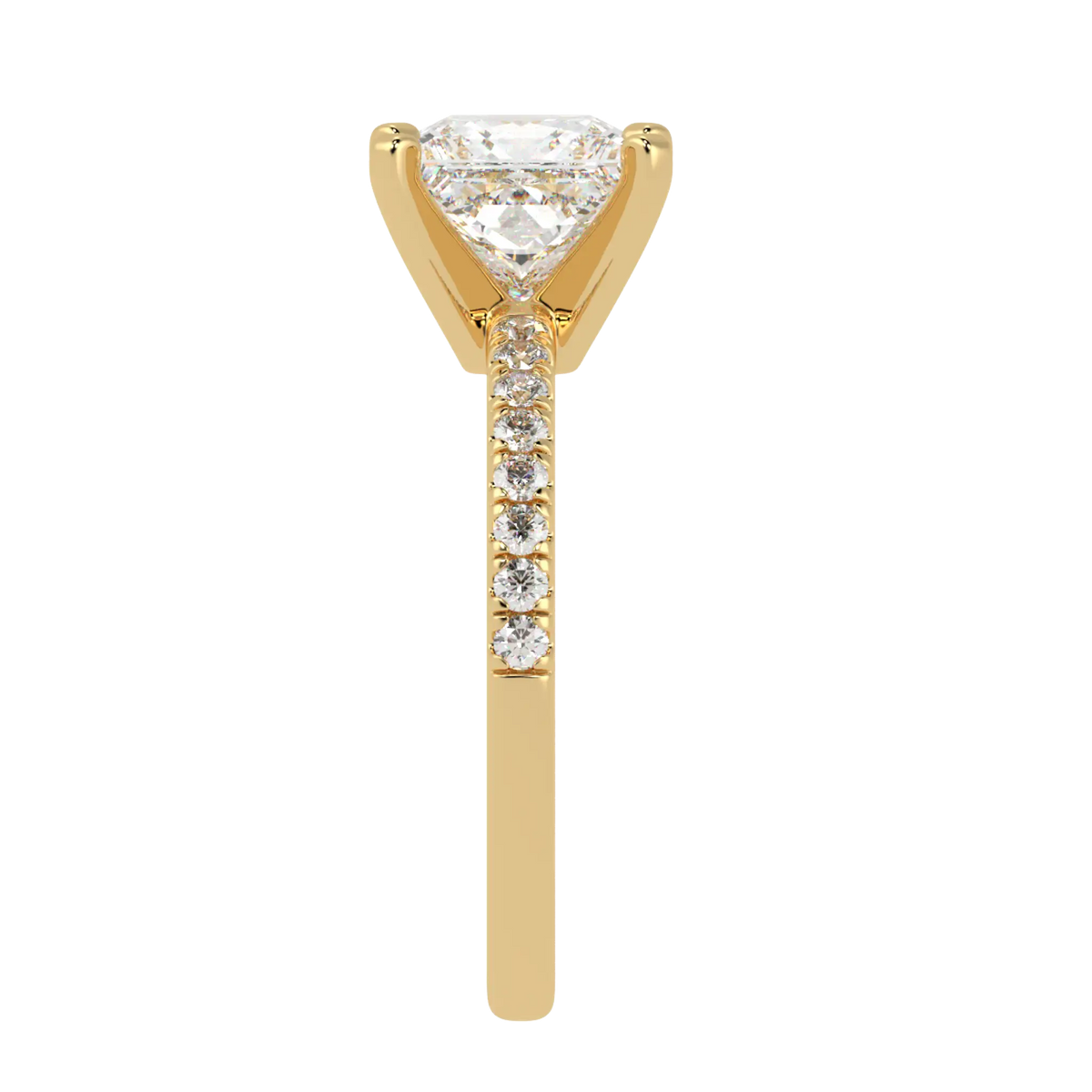Nikki Accent – 9K Yellow Gold – Princess-Cut Setting – Natural Diamonds
