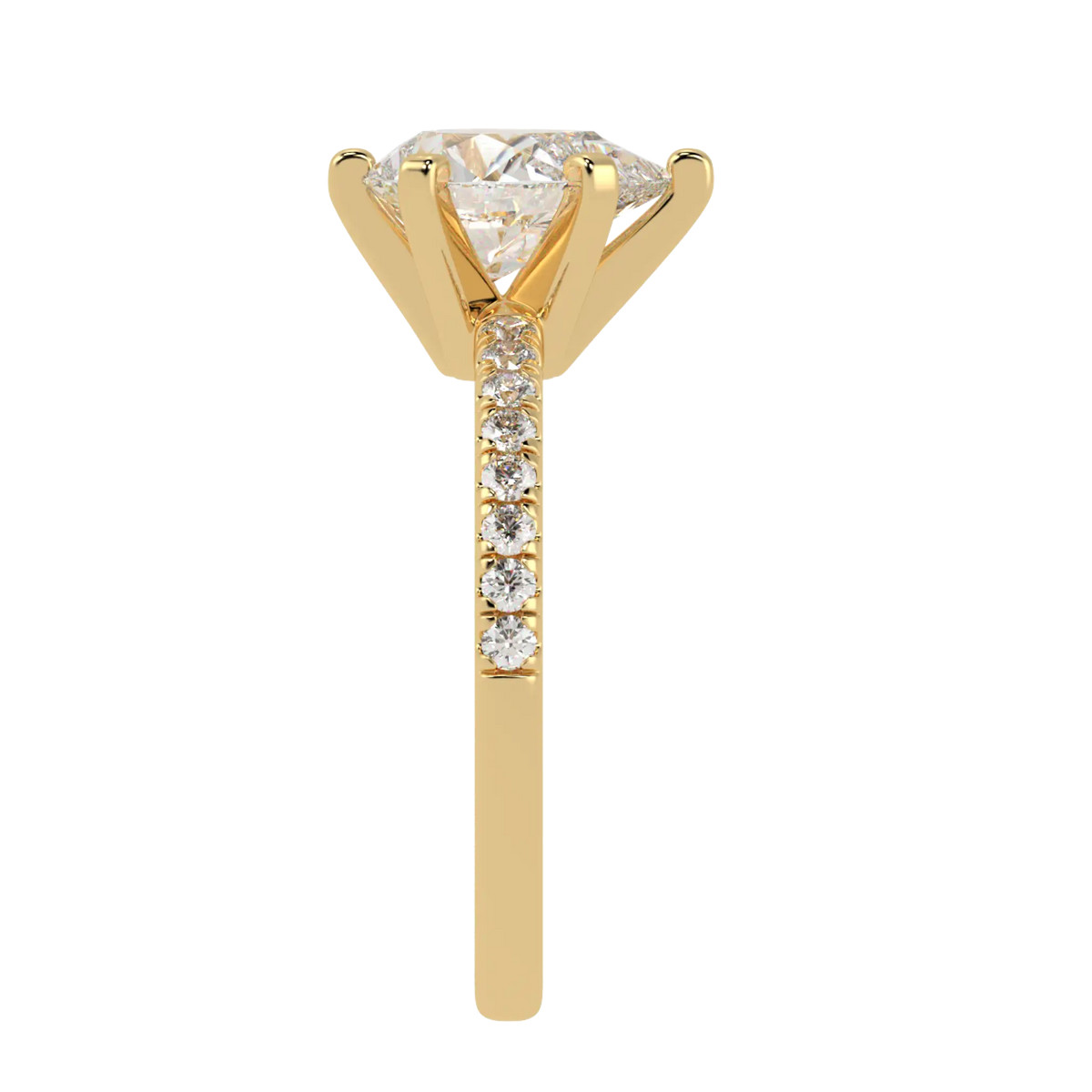 Nikki Accent – 9K Yellow Gold – 9x6mm Moissanite Pear – Moissanite
